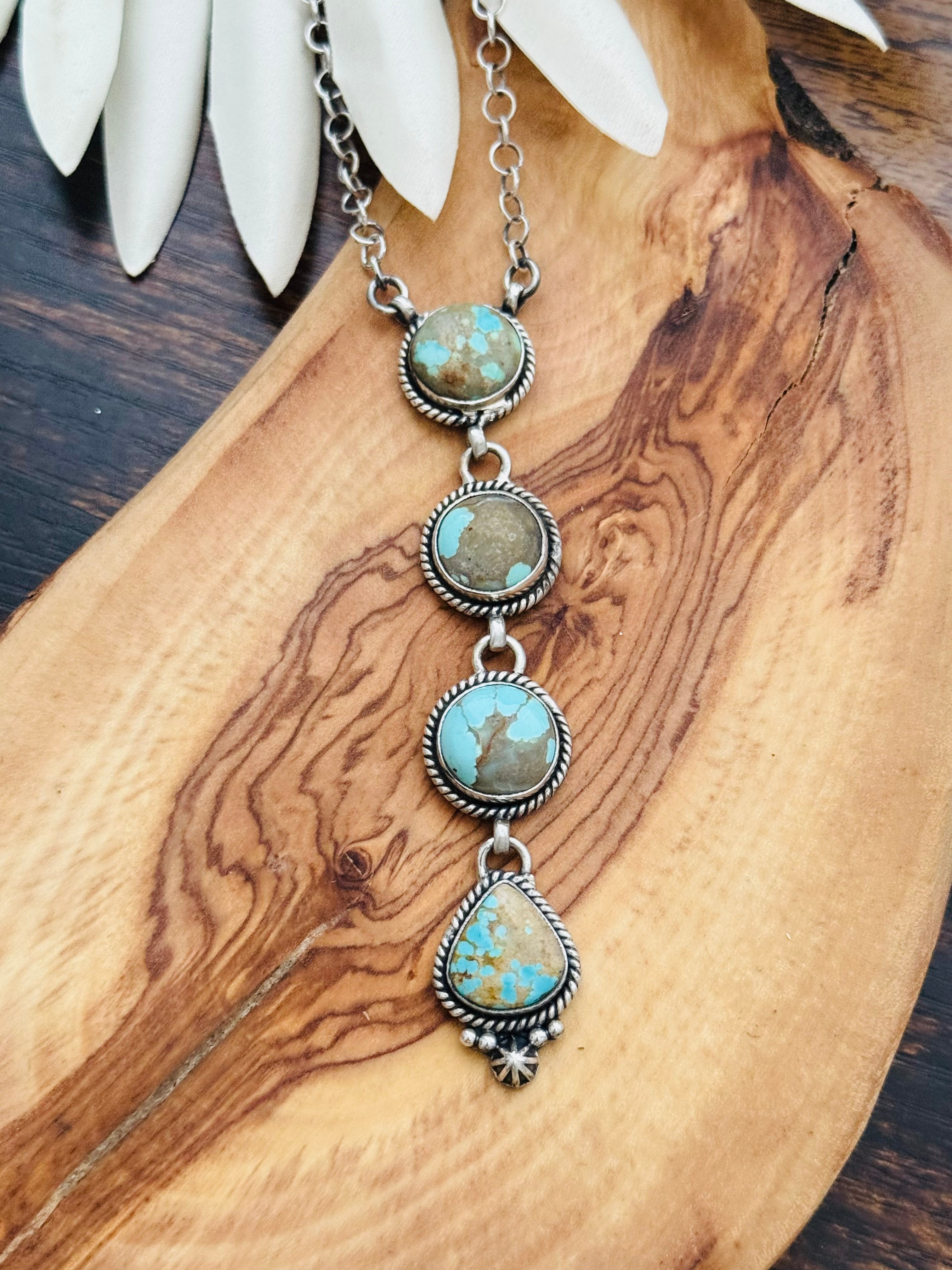 Southwest Handmade #8 Turquoise & Sterling Silver Necklace