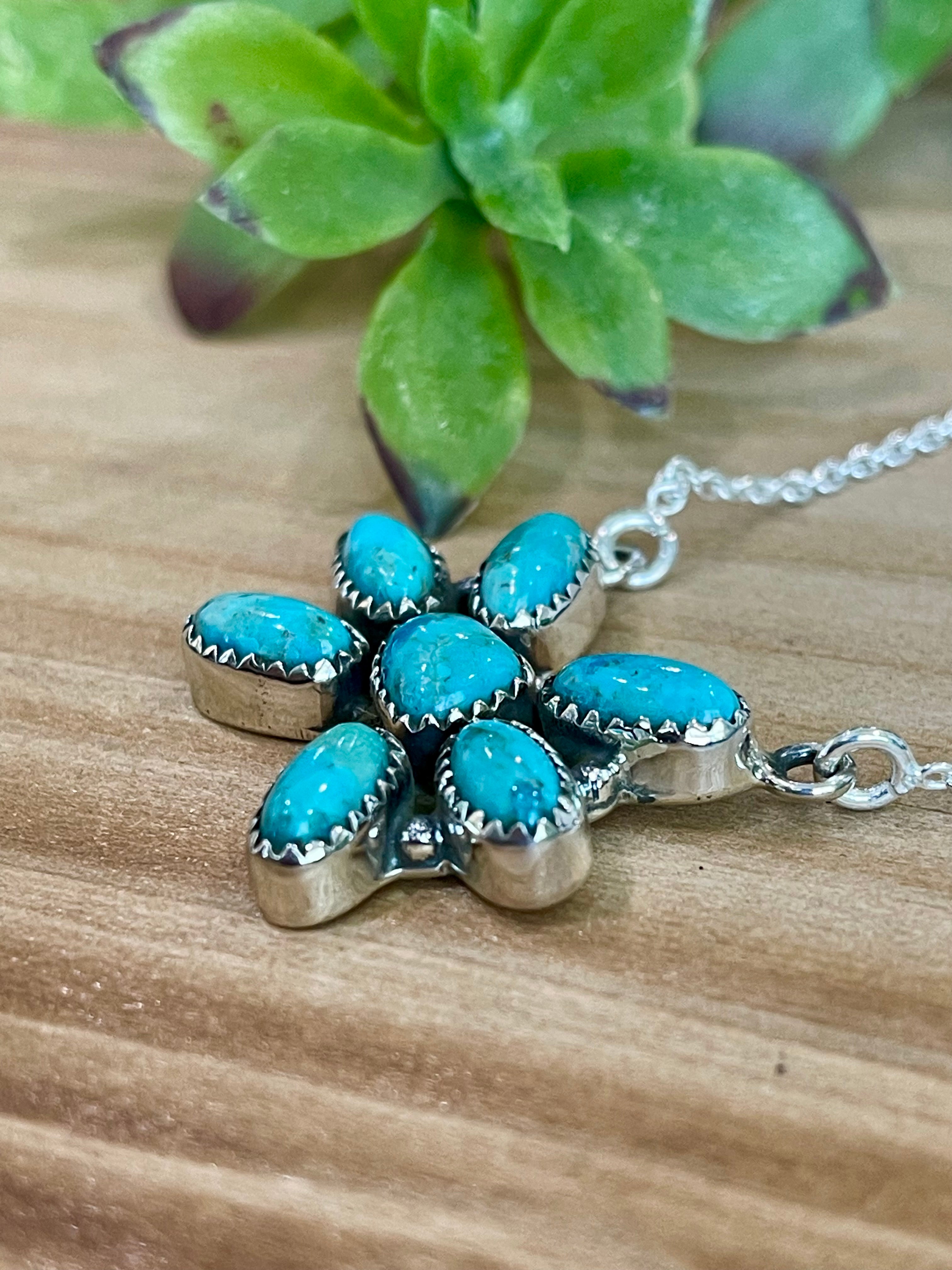 Southwest Handmade Kingman Turquoise & Sterling Silver Necklace