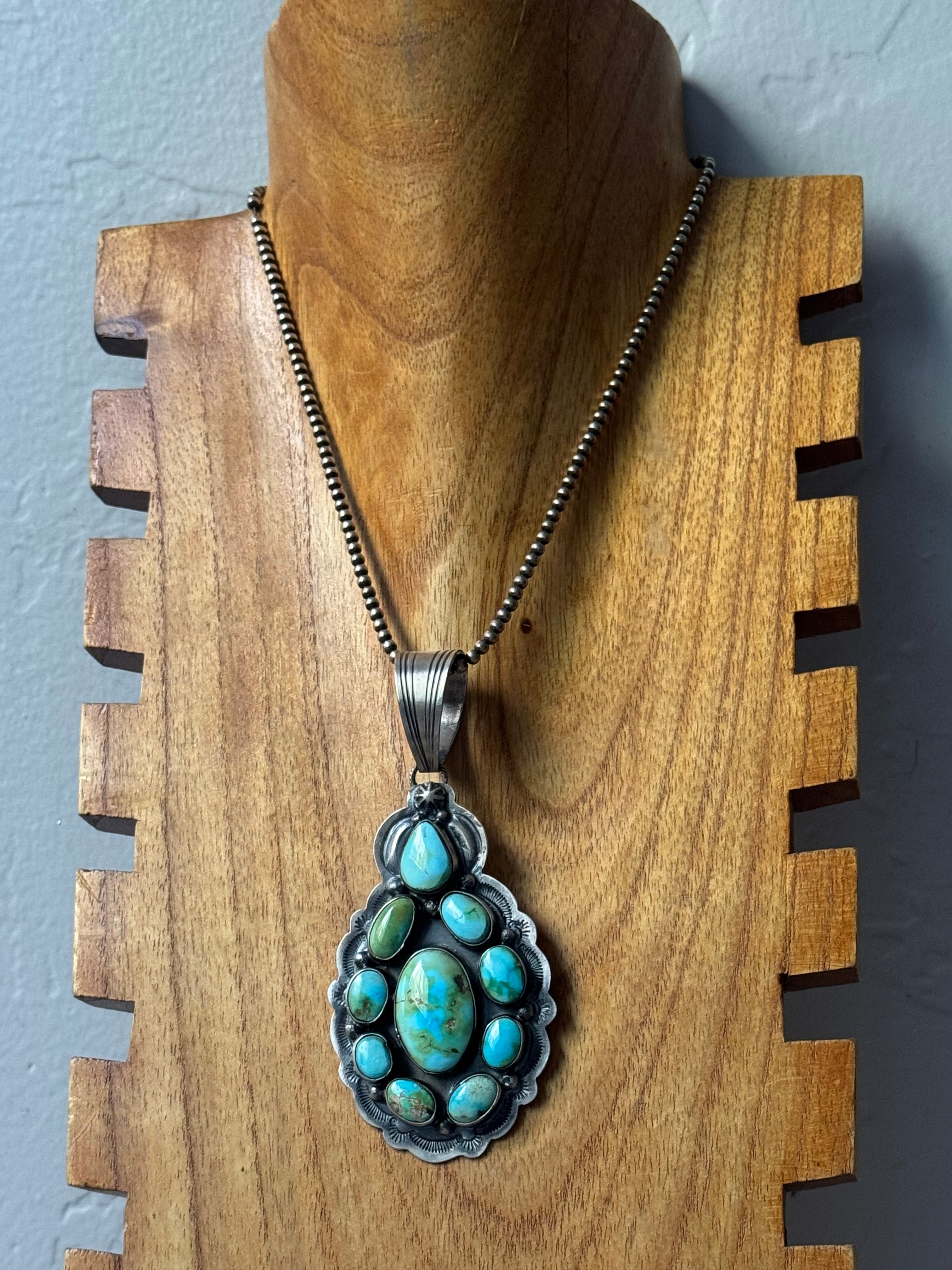 Tia Long Sonoran Mountain Turquoise & Sterling Silver Cluster Pendant