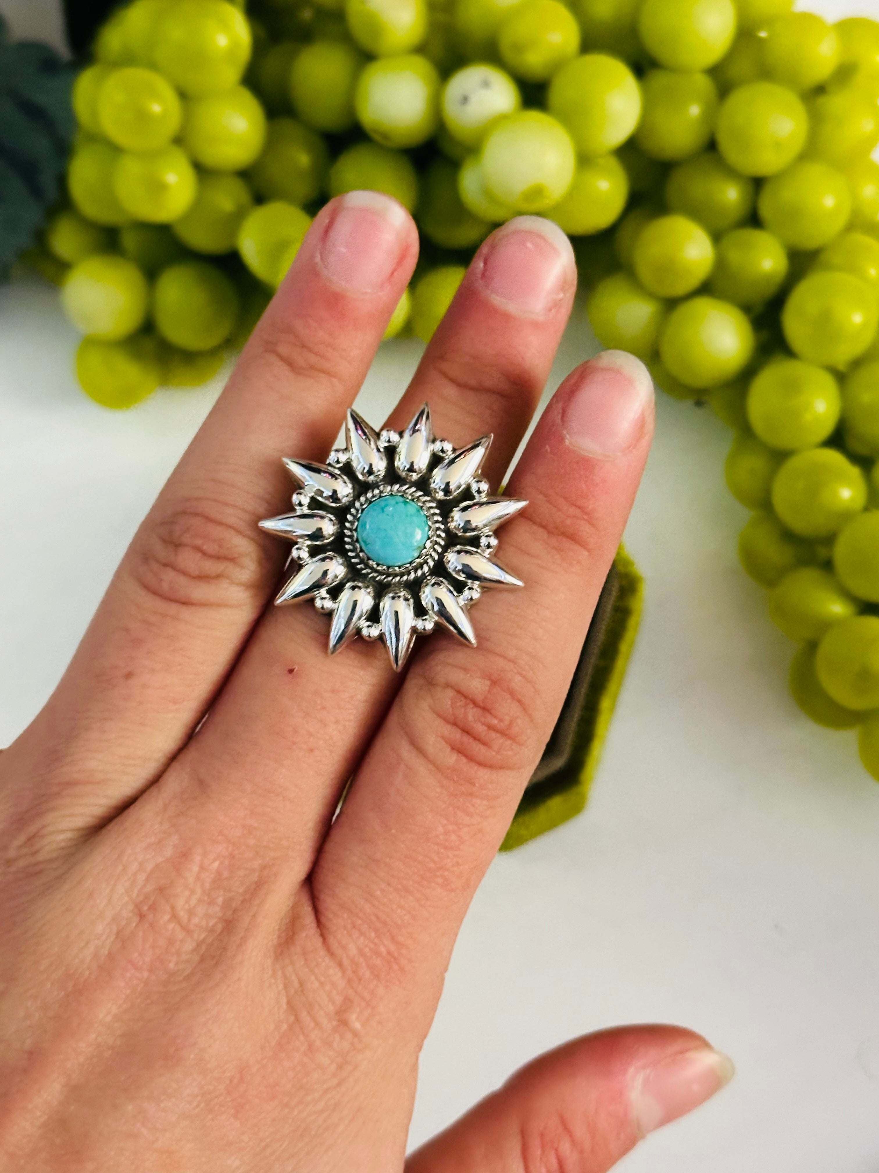 Southwest Handmade Kingman Turquoise & Sterling Silver Adjustable Ring