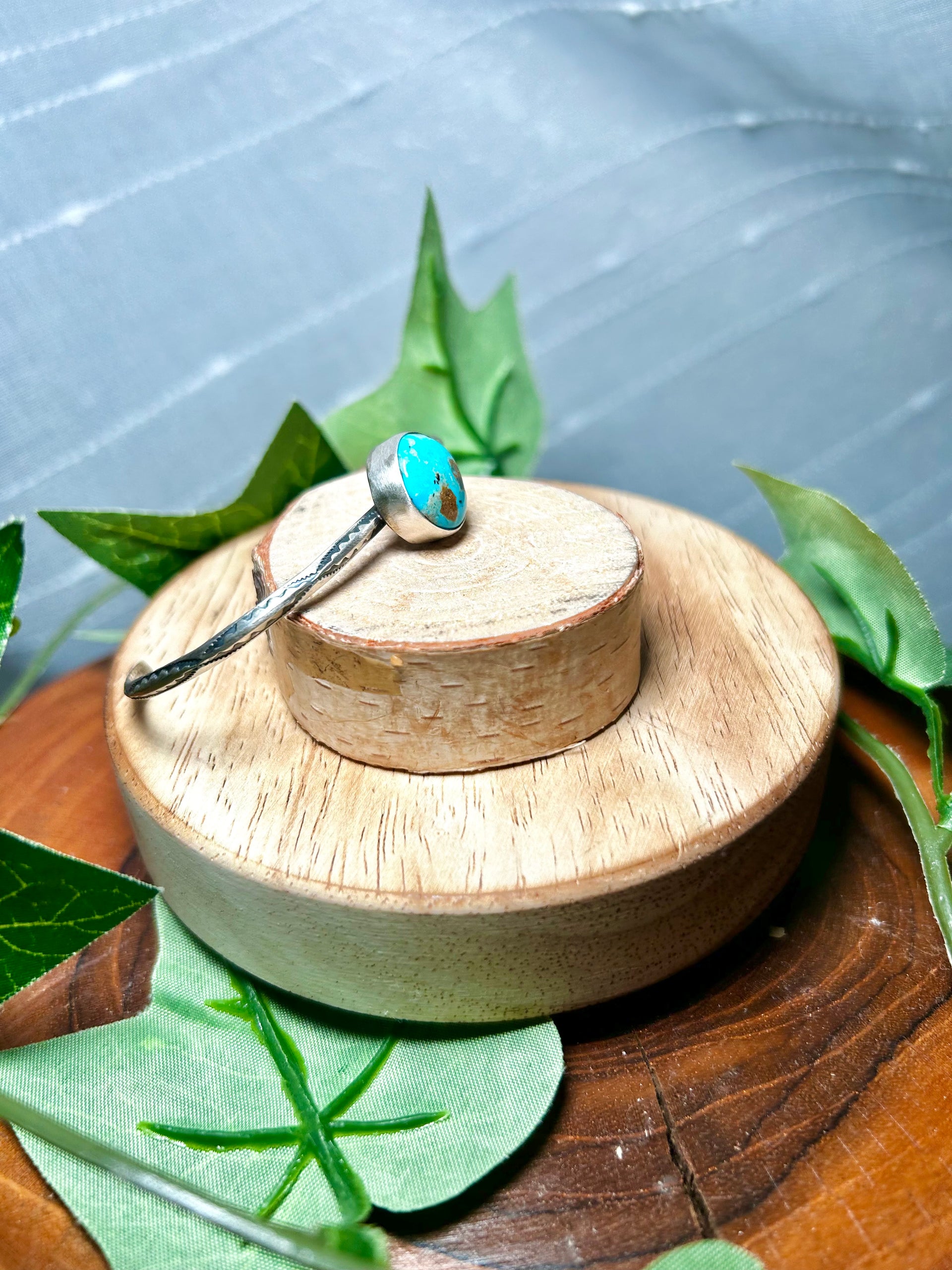 Navajo Made Kingman Turquoise & Sterling Silver Cuff Bracelet