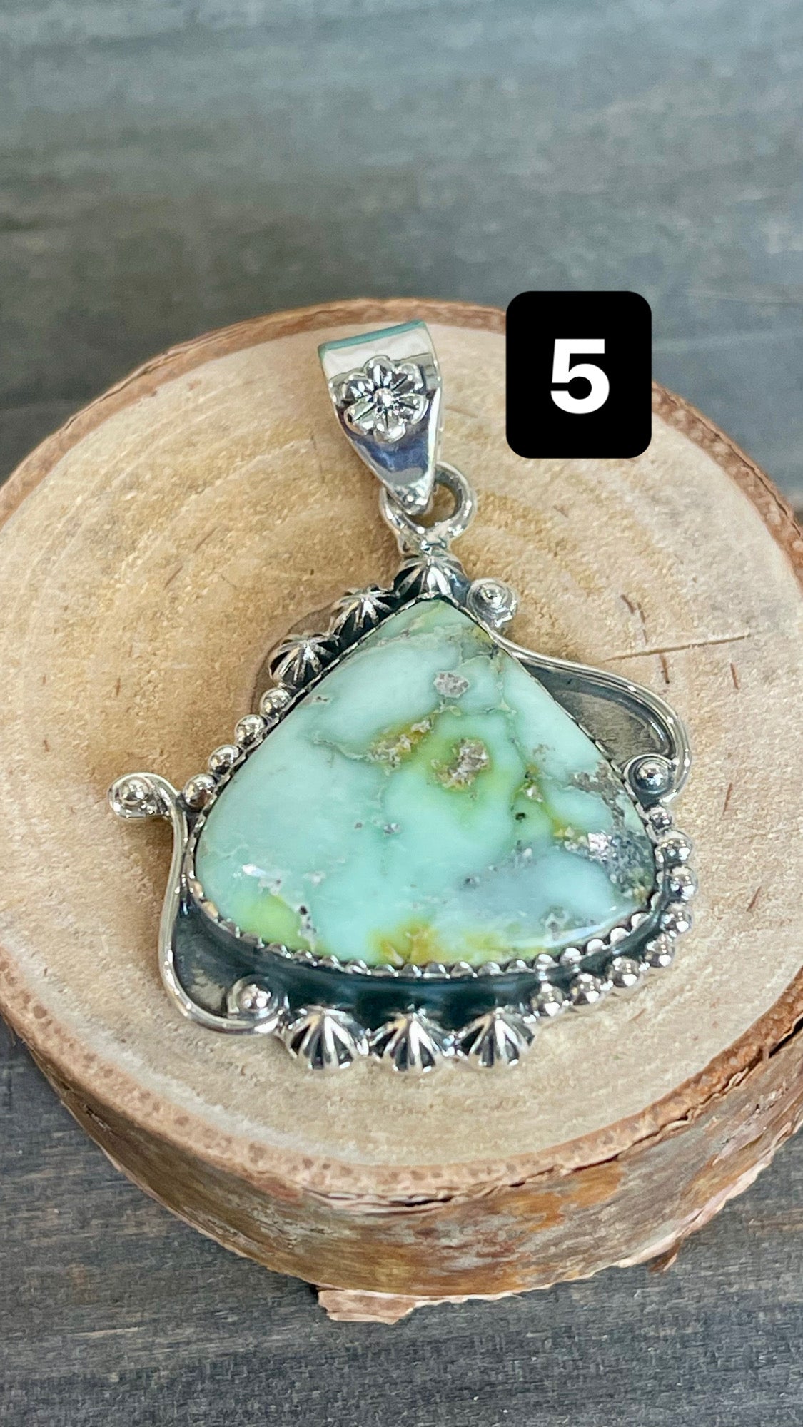 Southwest Palomino Variscite & Sterling Silver Pendant