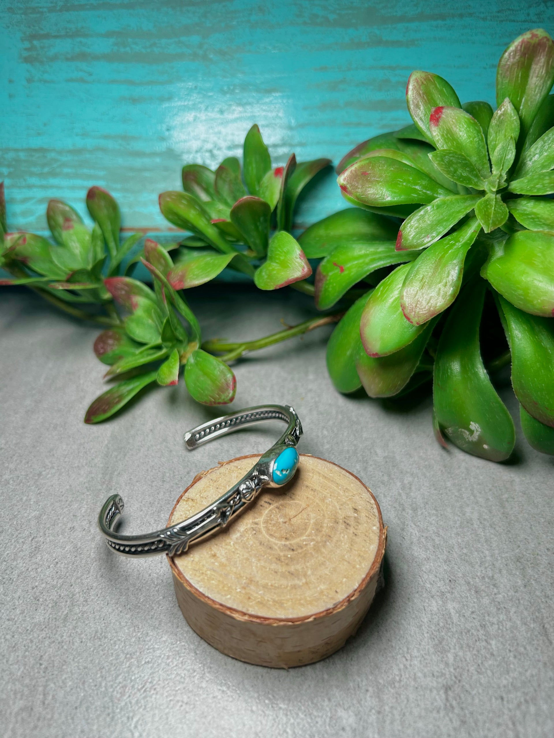 Navajo Made Kingman Turquoise & Sterling Silver Cuff Bracelet