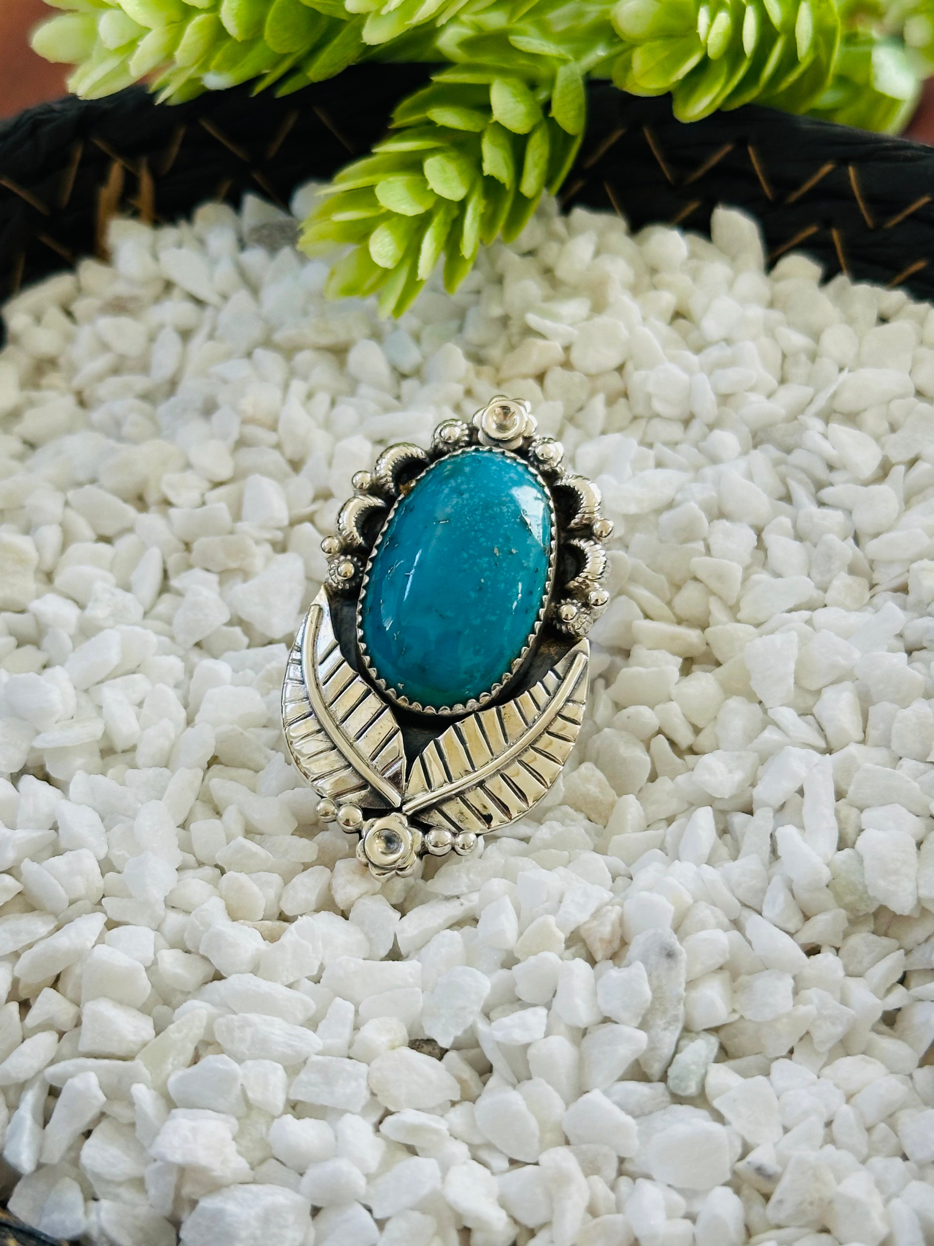 TTD “Retro” Kingman Turquoise & Sterling Silver Adjustable Ring