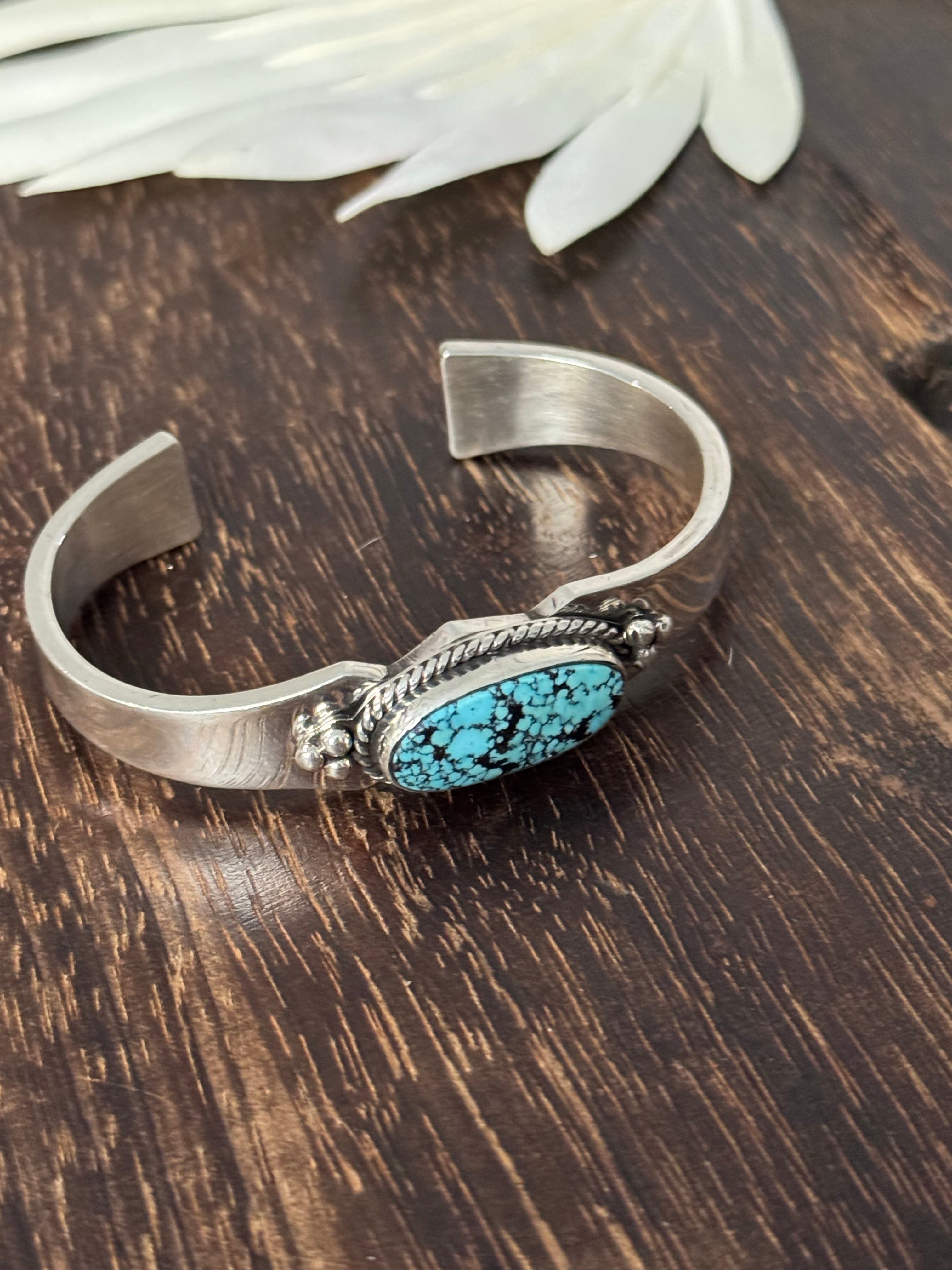 Eleanor Richards Spider Web Kingman Turquoise & Sterling Silver Cuff Bracelet