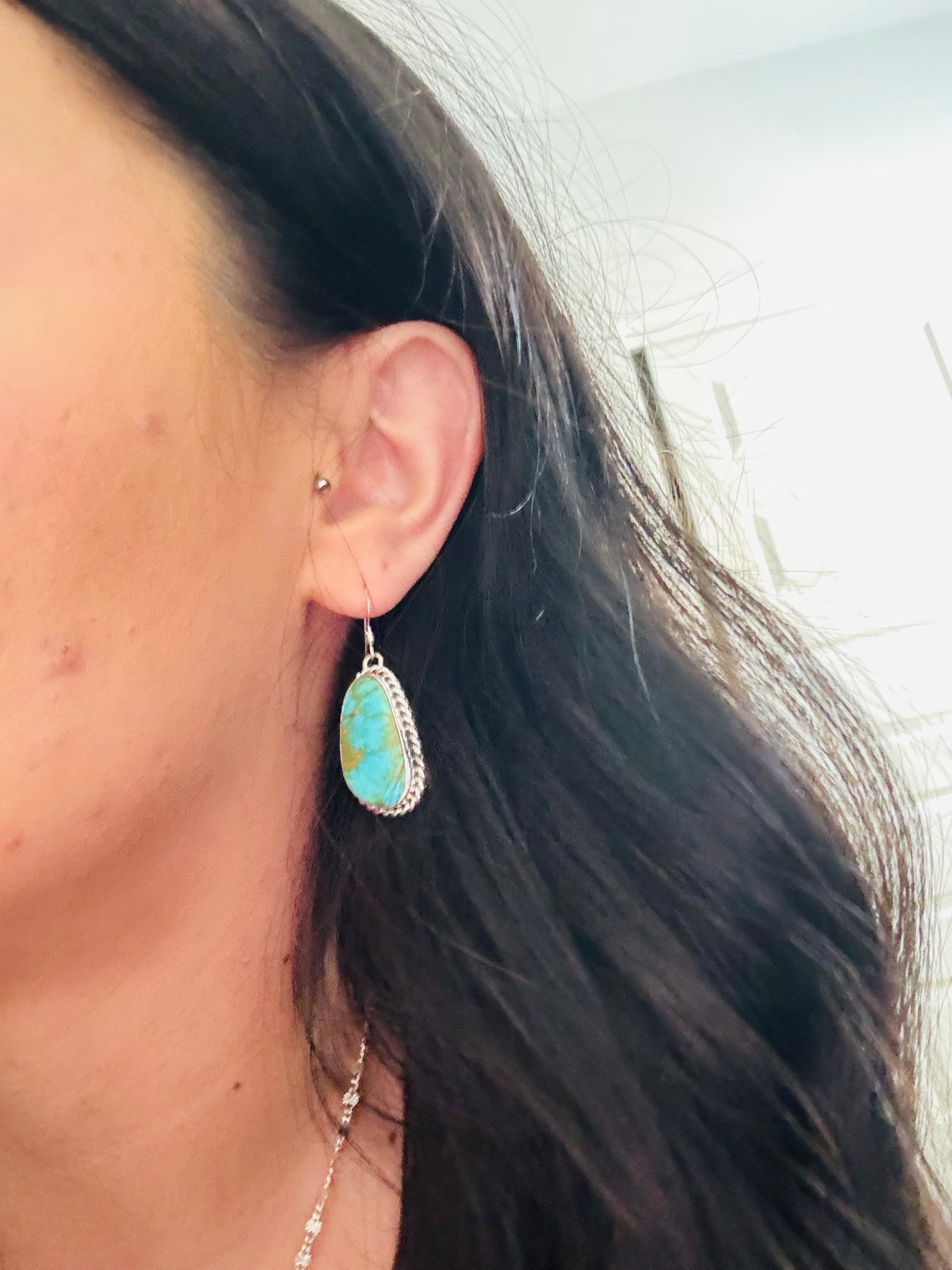 Larry Kaye Kingman Turquoise & Sterling Silver Dangle Earrings