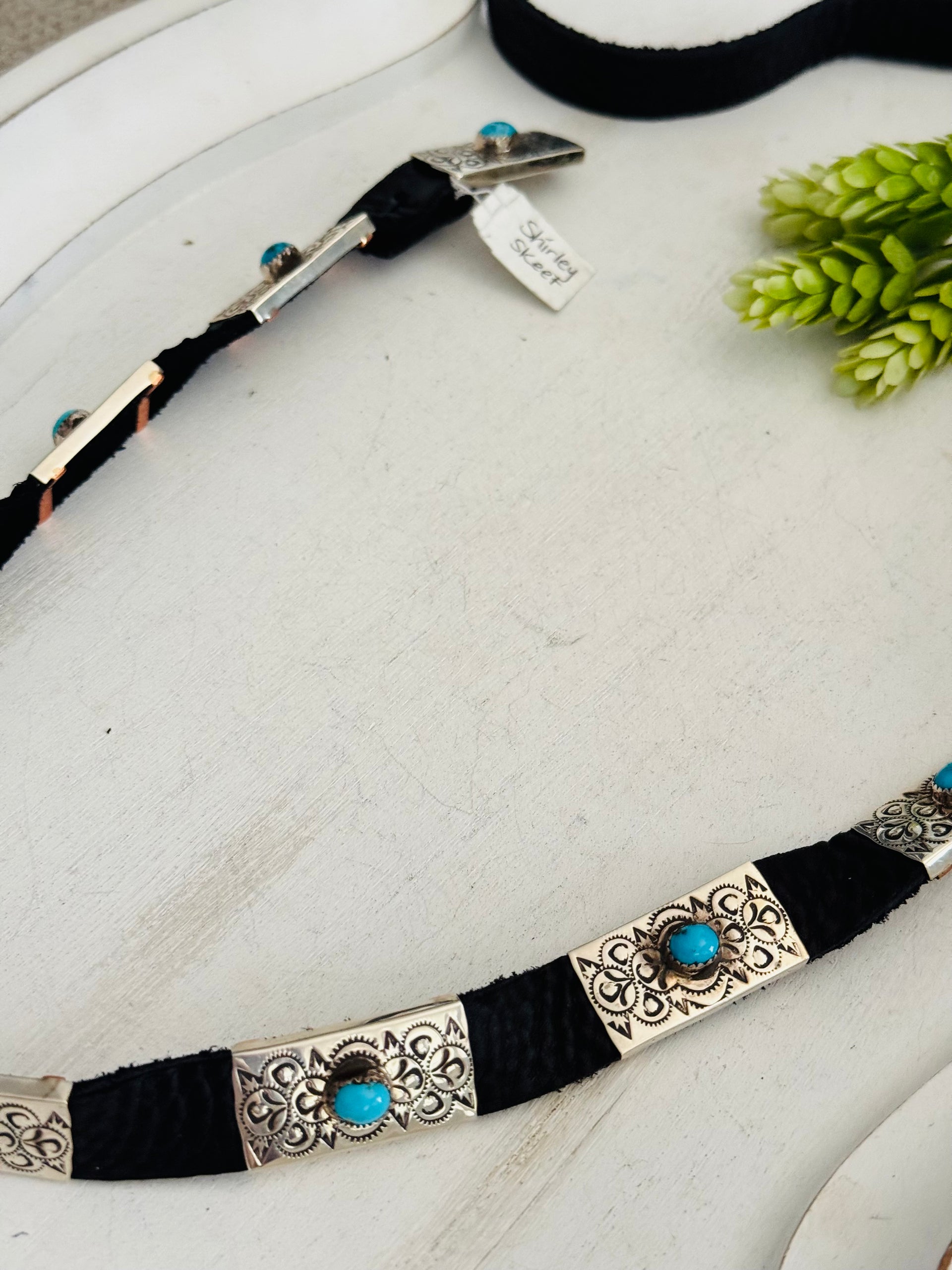 Shirley Skeets Kingman Turquoise & Sterling Silver Concho Belt