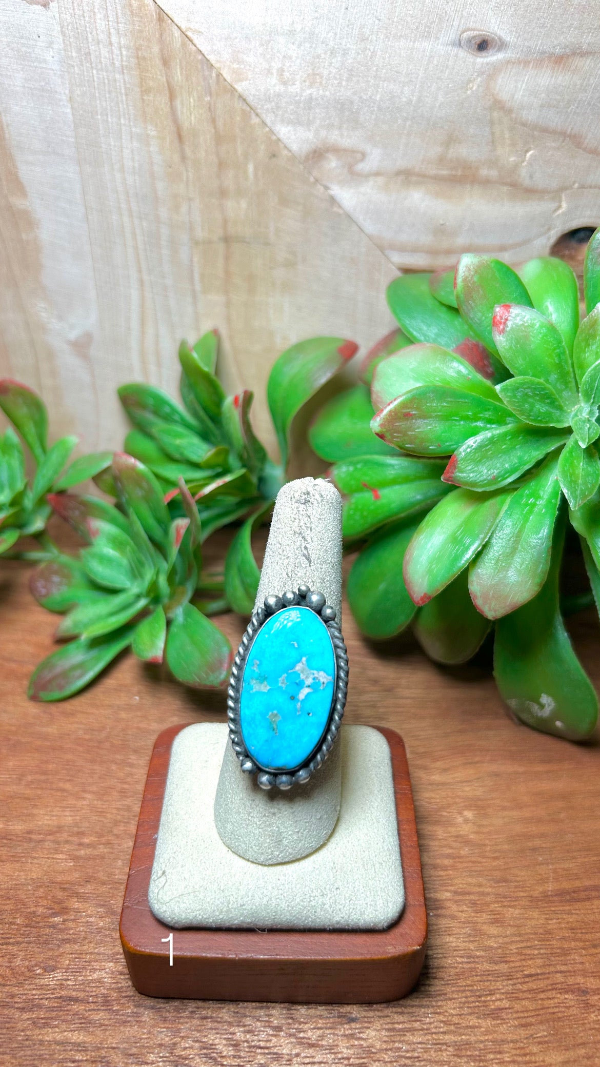 Zachariah David Blue Bird Turquoise & Sterling Silver Adjustable Ring