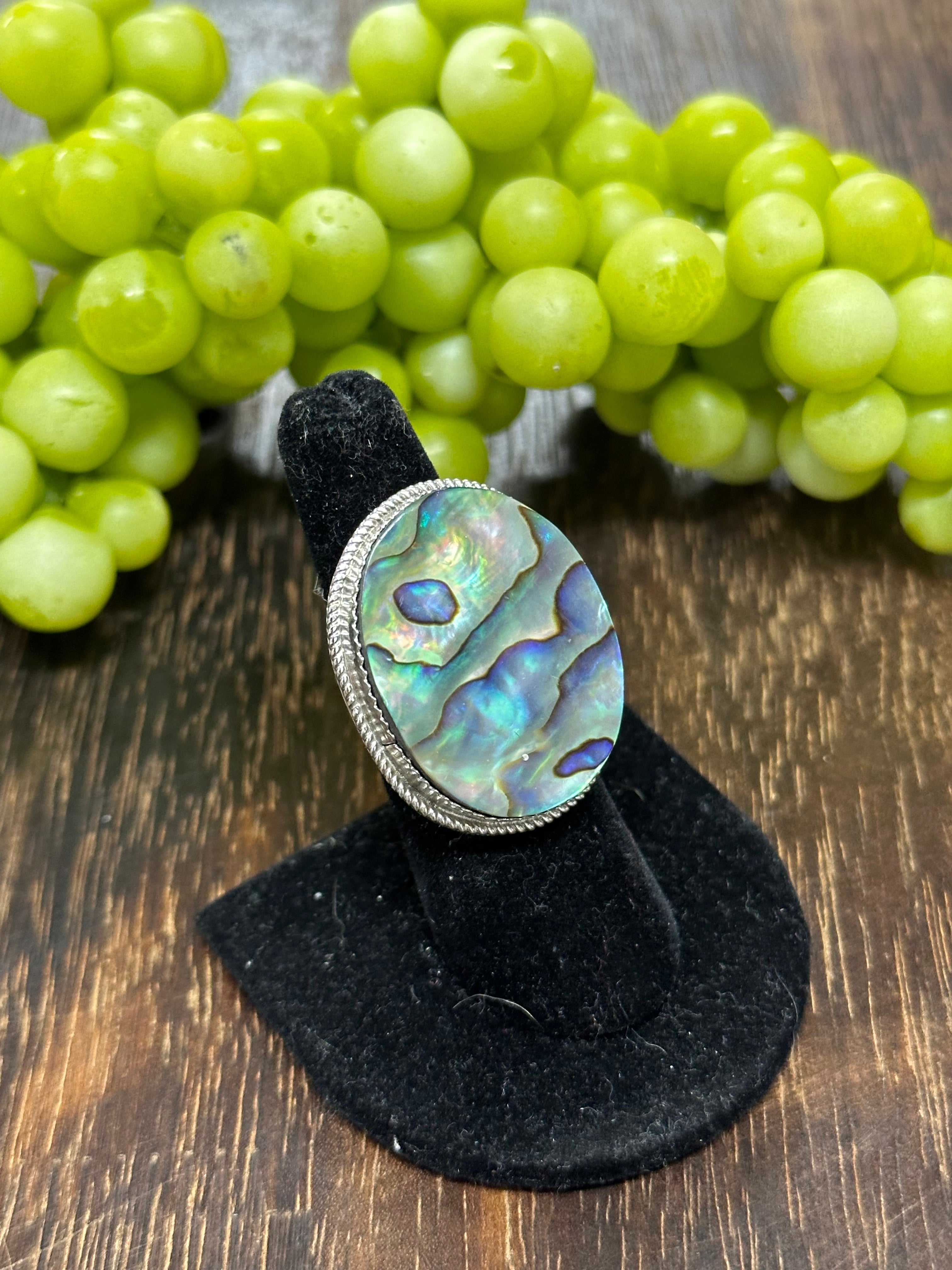 Reda Galvan Abalone & Sterling Silver Ring Size 6.5