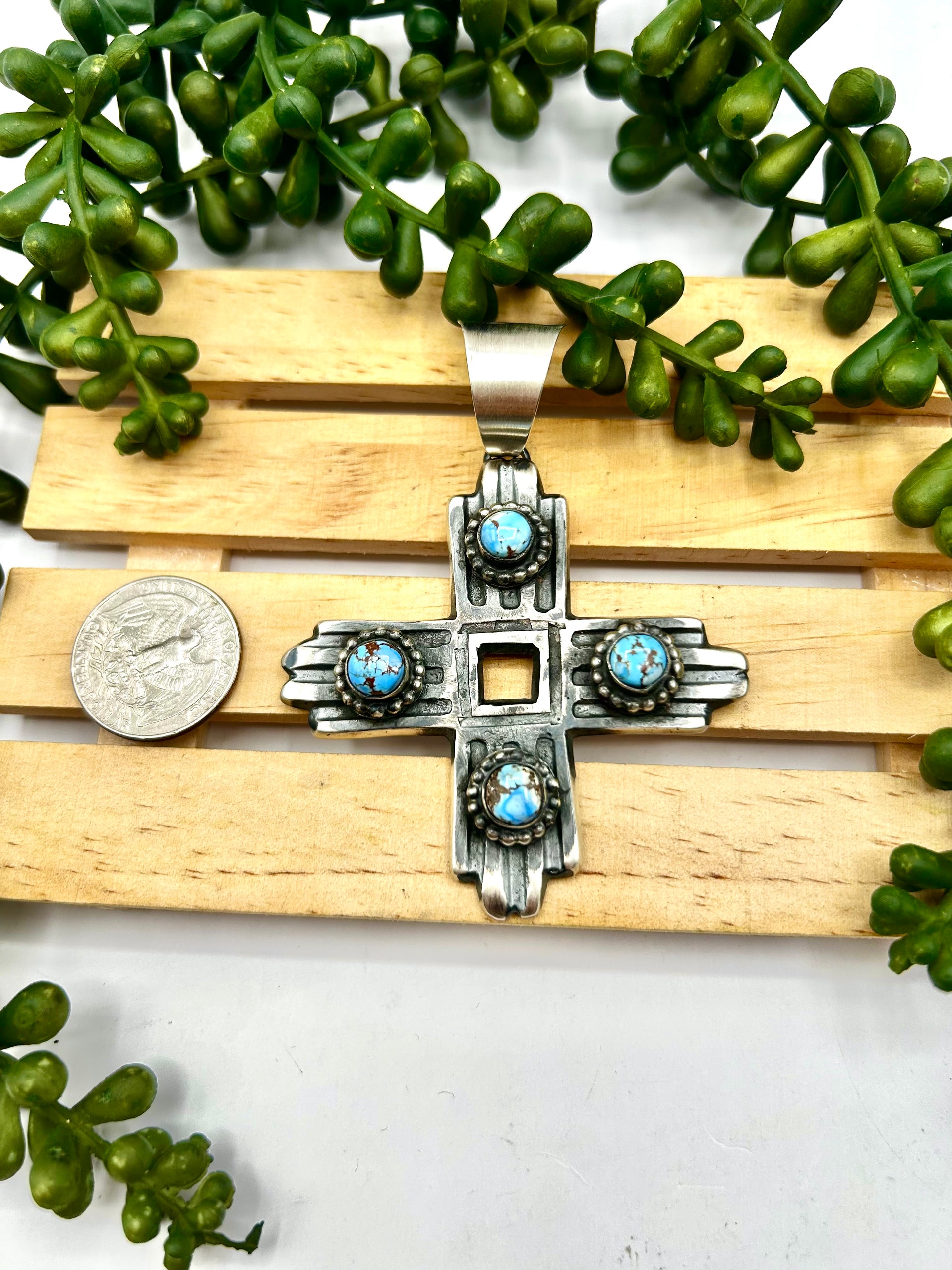 Chimney Butte Golden Hill Turquoise & Sterling Silver Pendant
