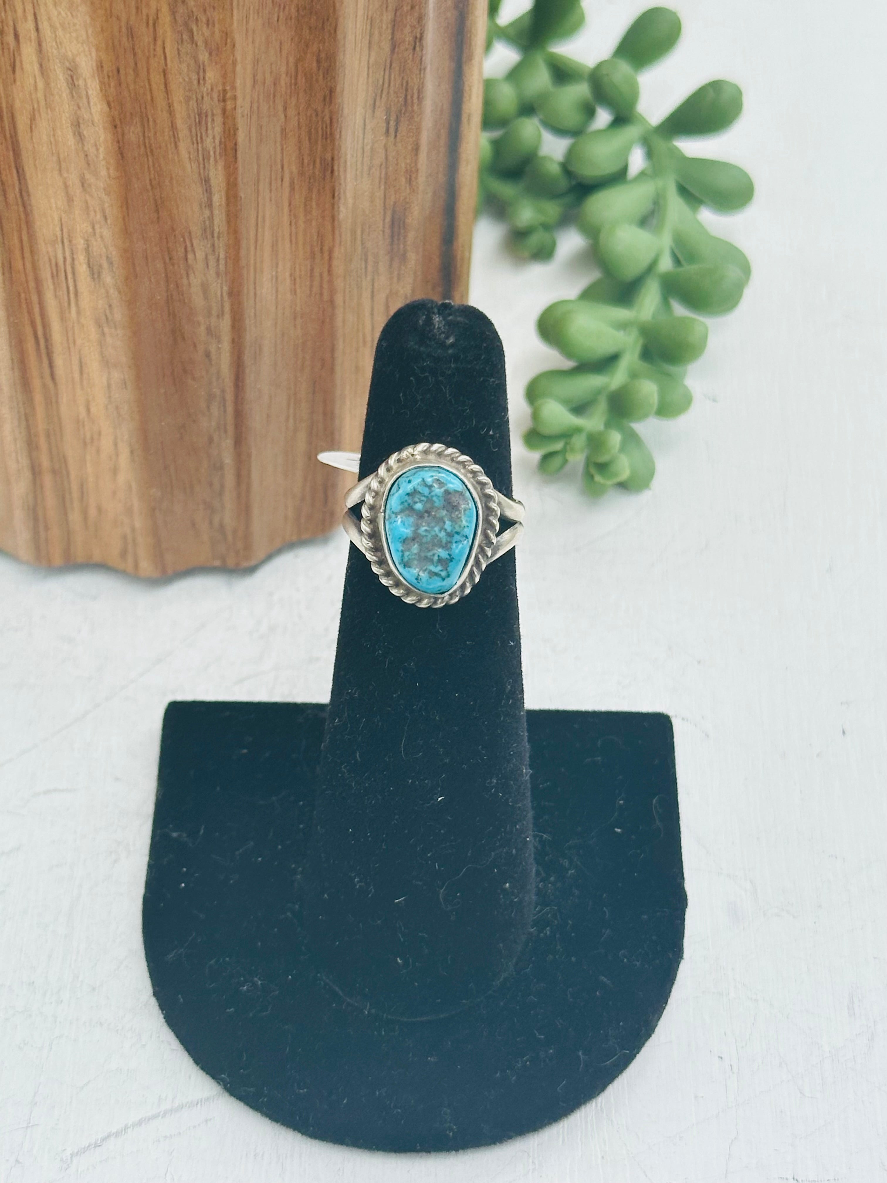 Navajo Made Kingman Turquoise & Sterling Silver Ring