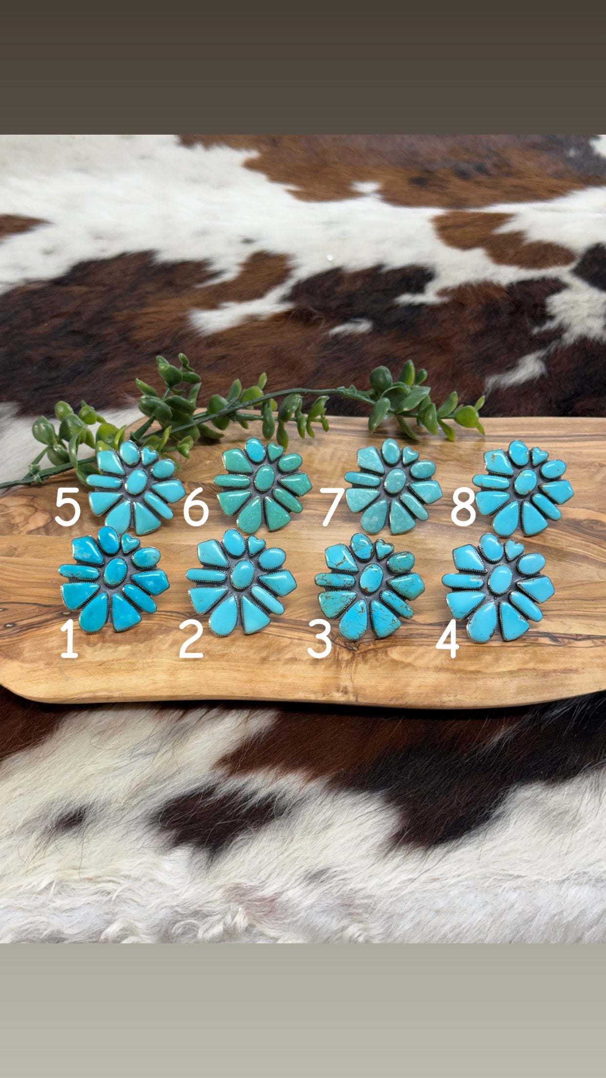 Southwest Handmade Kingman Turquoise & Sterling Silver Cluster Ring