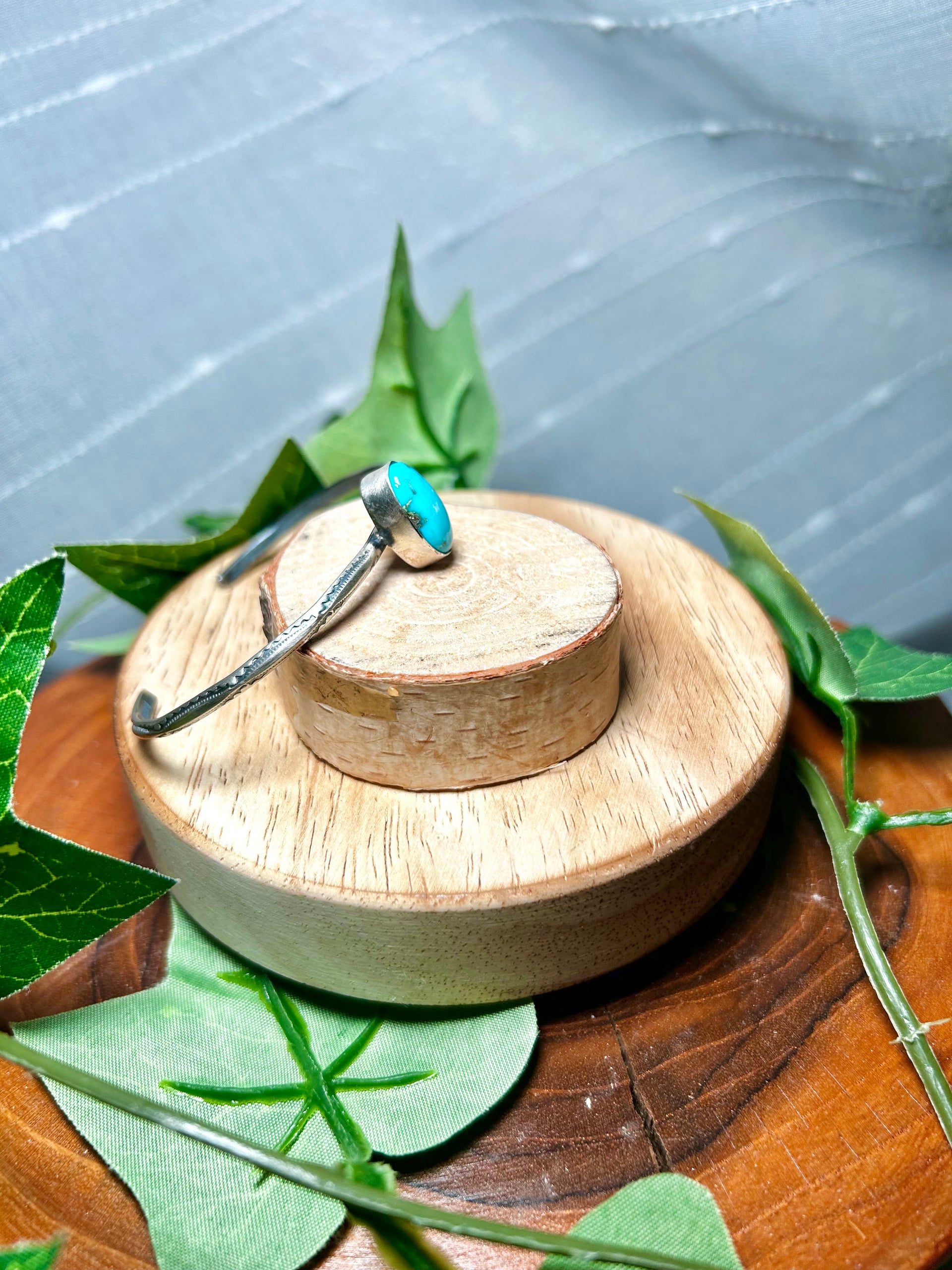 Navajo Made Kingman Turquoise & Sterling Silver Cuff Bracelet