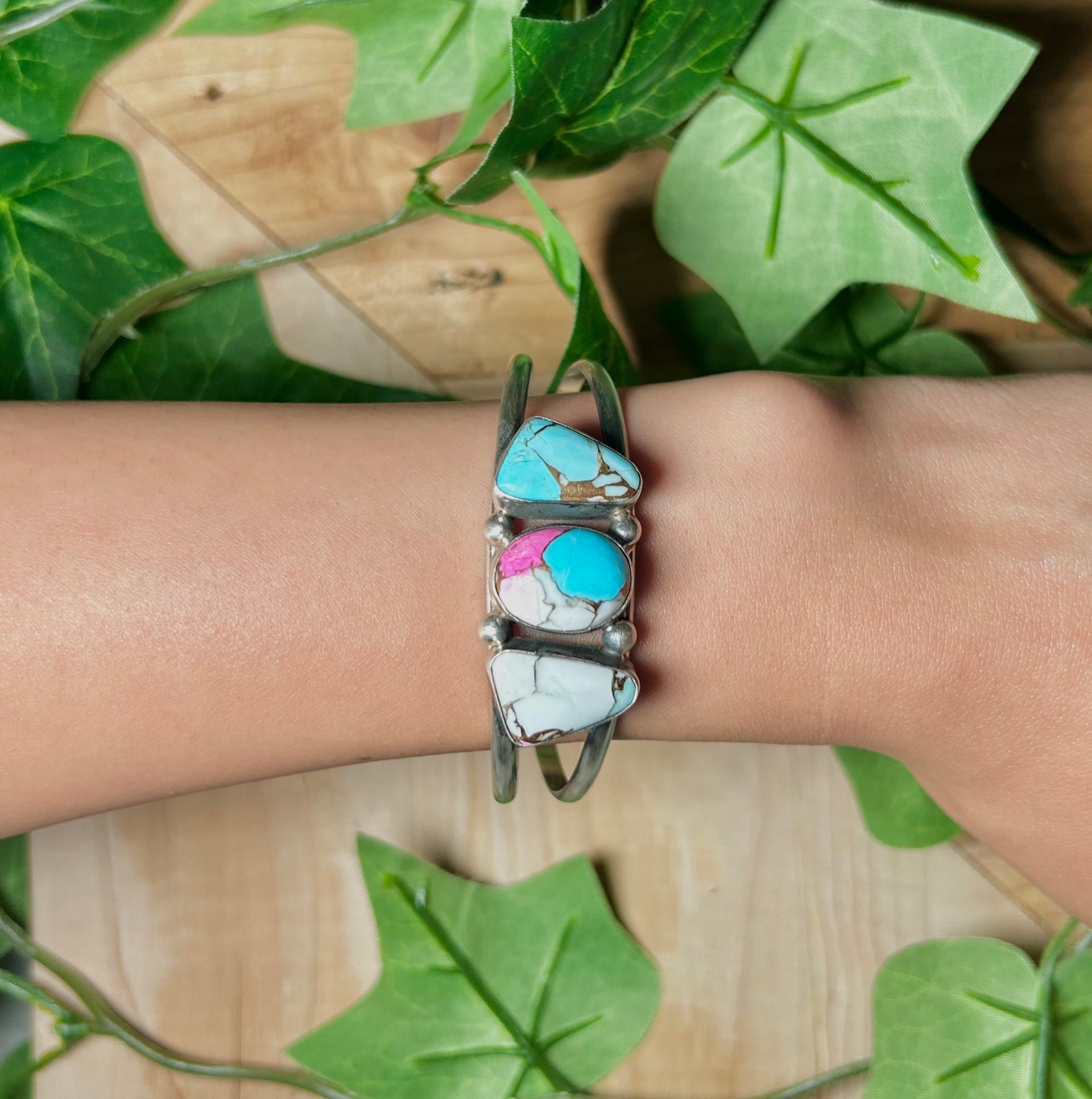 Augustine Largo Cotton Dahlia & Sterling Silver Cuff Bracelet