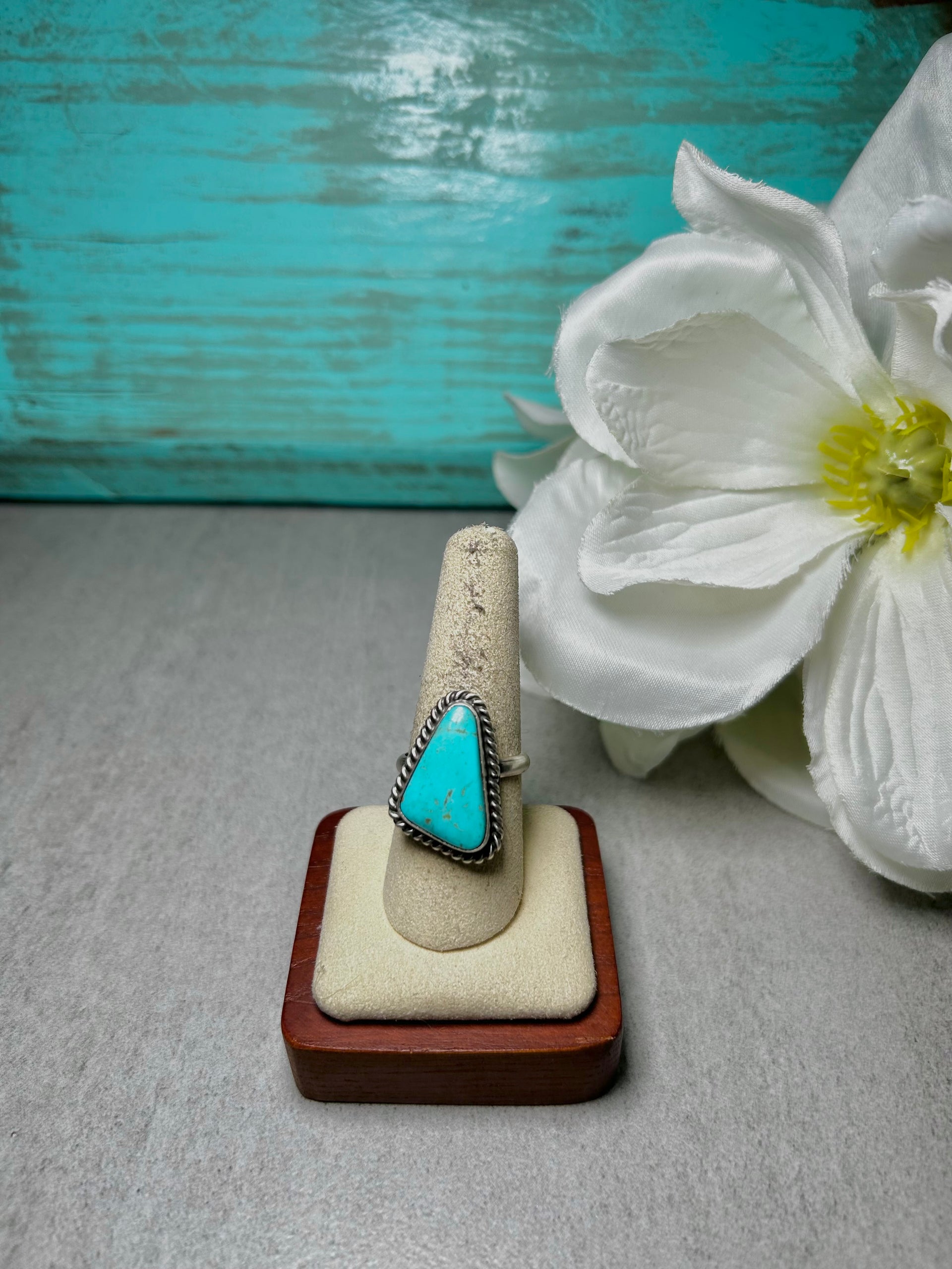 Johnny Dixon Kingman Turquoise & Sterling Silver Adjustable Ring