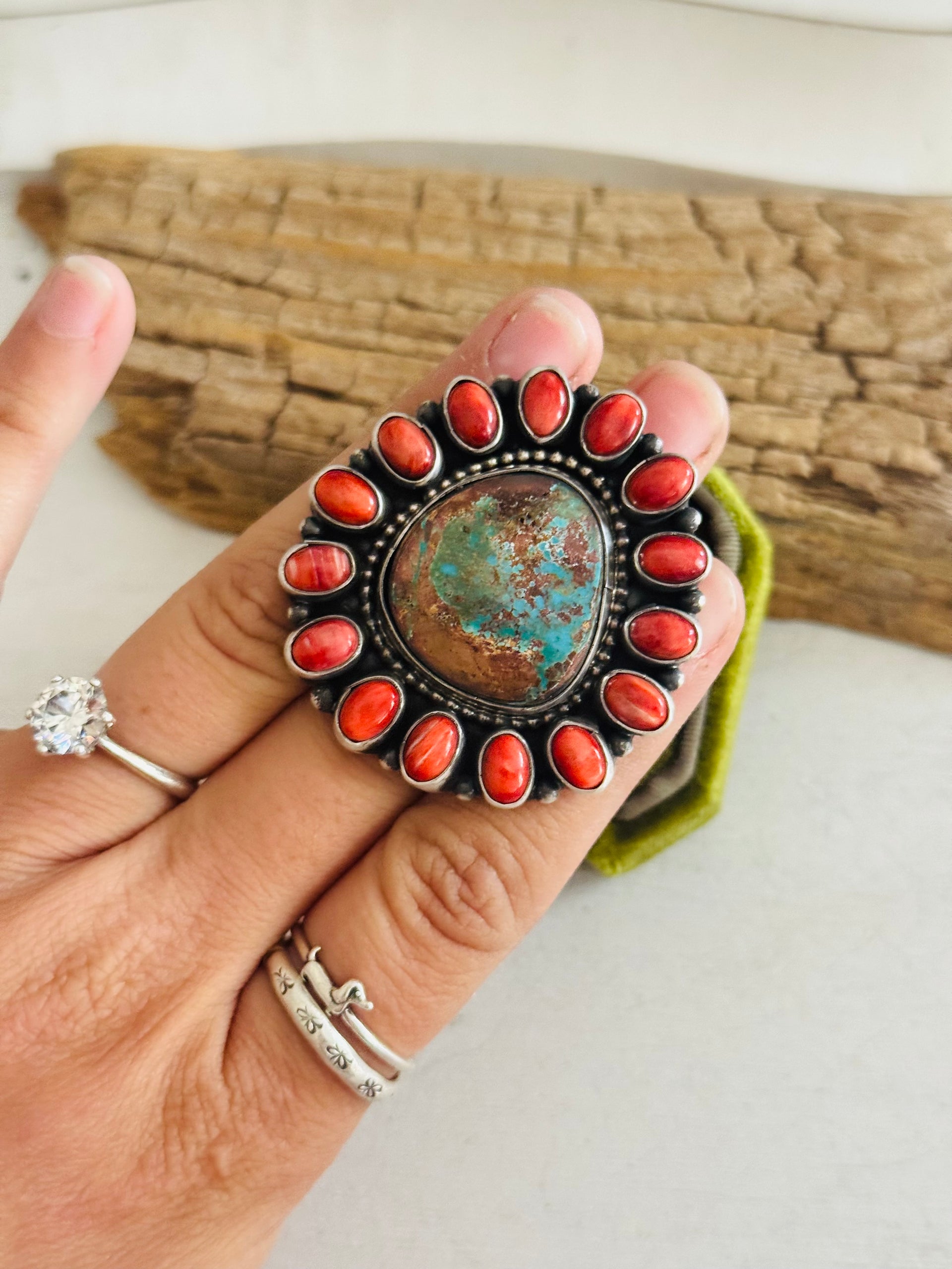 Shelia Becenti Multi Stone & Sterling Silver Adjustable Ring