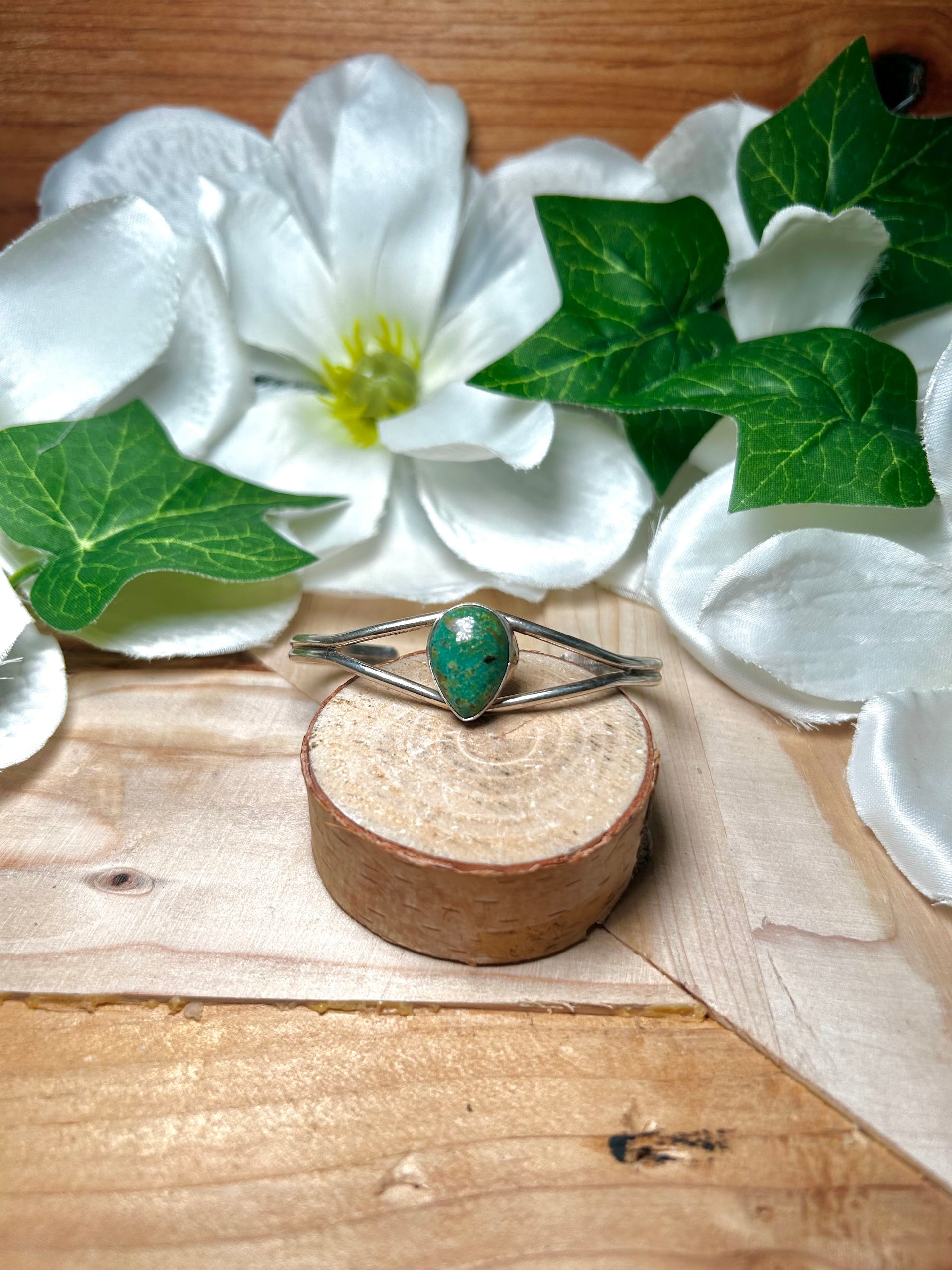Navajo Made Kingman Turquoise & Sterling Silver Cuff Bracelet