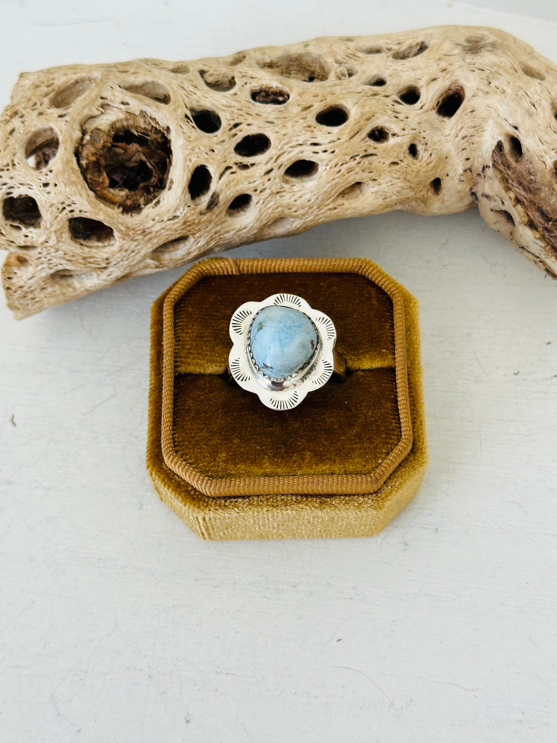 Southwest Handmade Golden Hills Turquoise & Sterling Silver Adjustable Ring