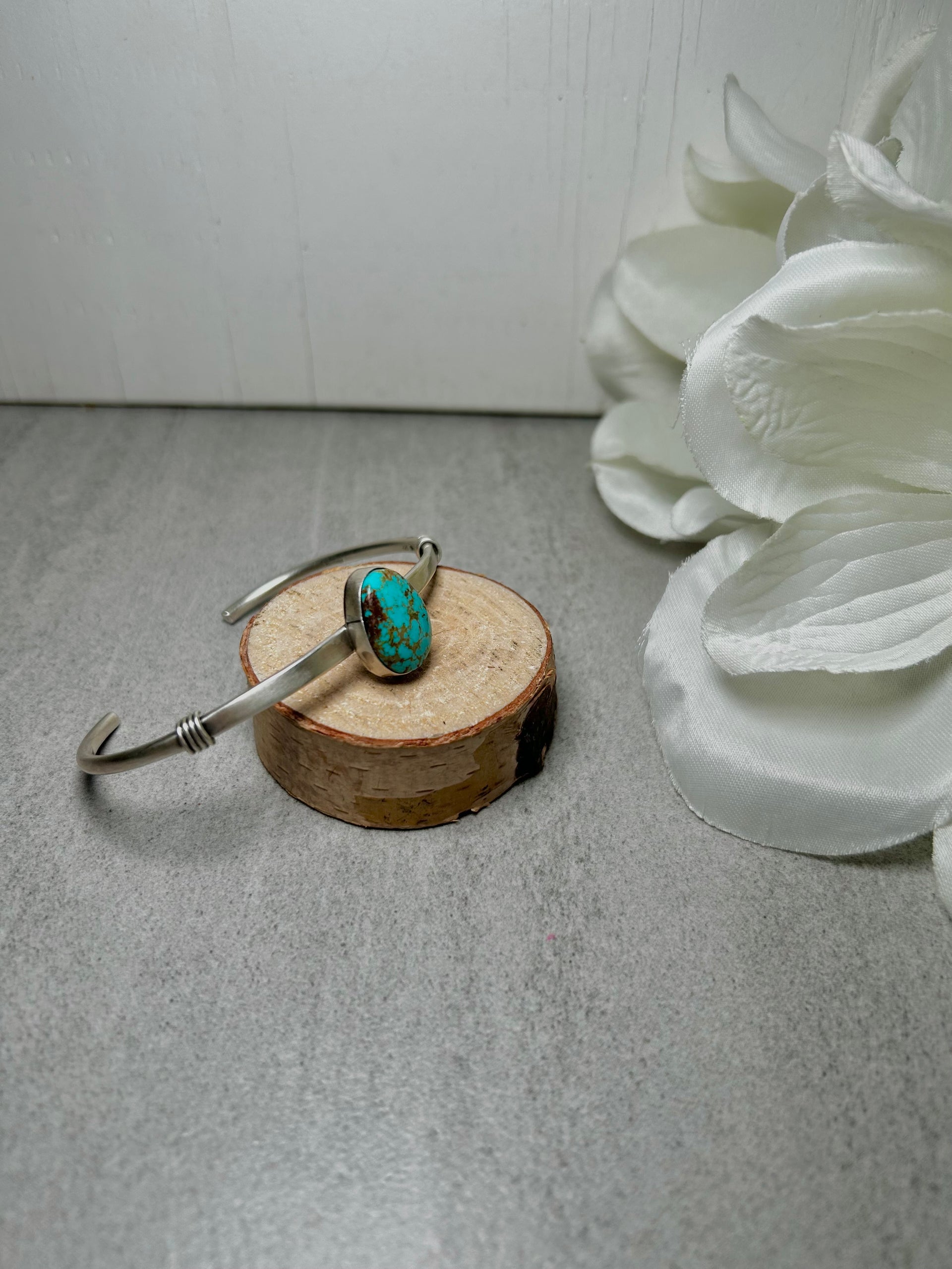 Navajo Made Kingman Turquoise & Sterling Silver Cuff Bracelet