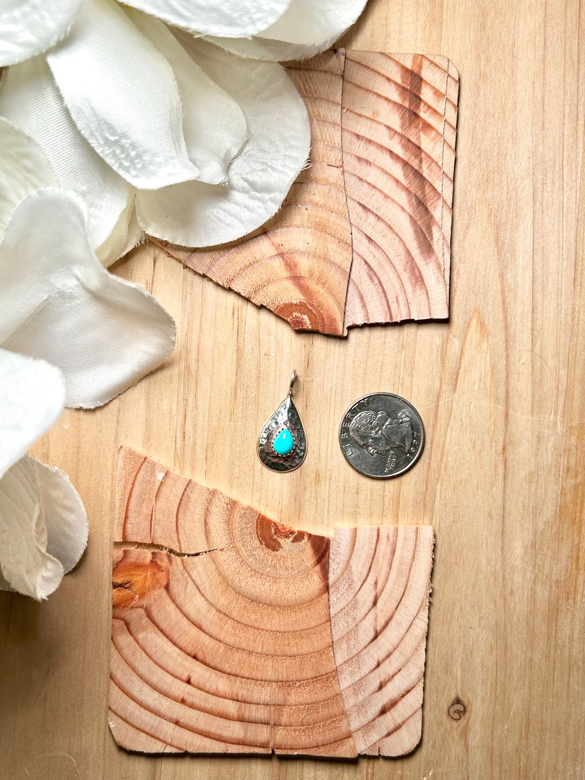 Navajo Made Kingman Turquoise & Sterling Silver Pendant