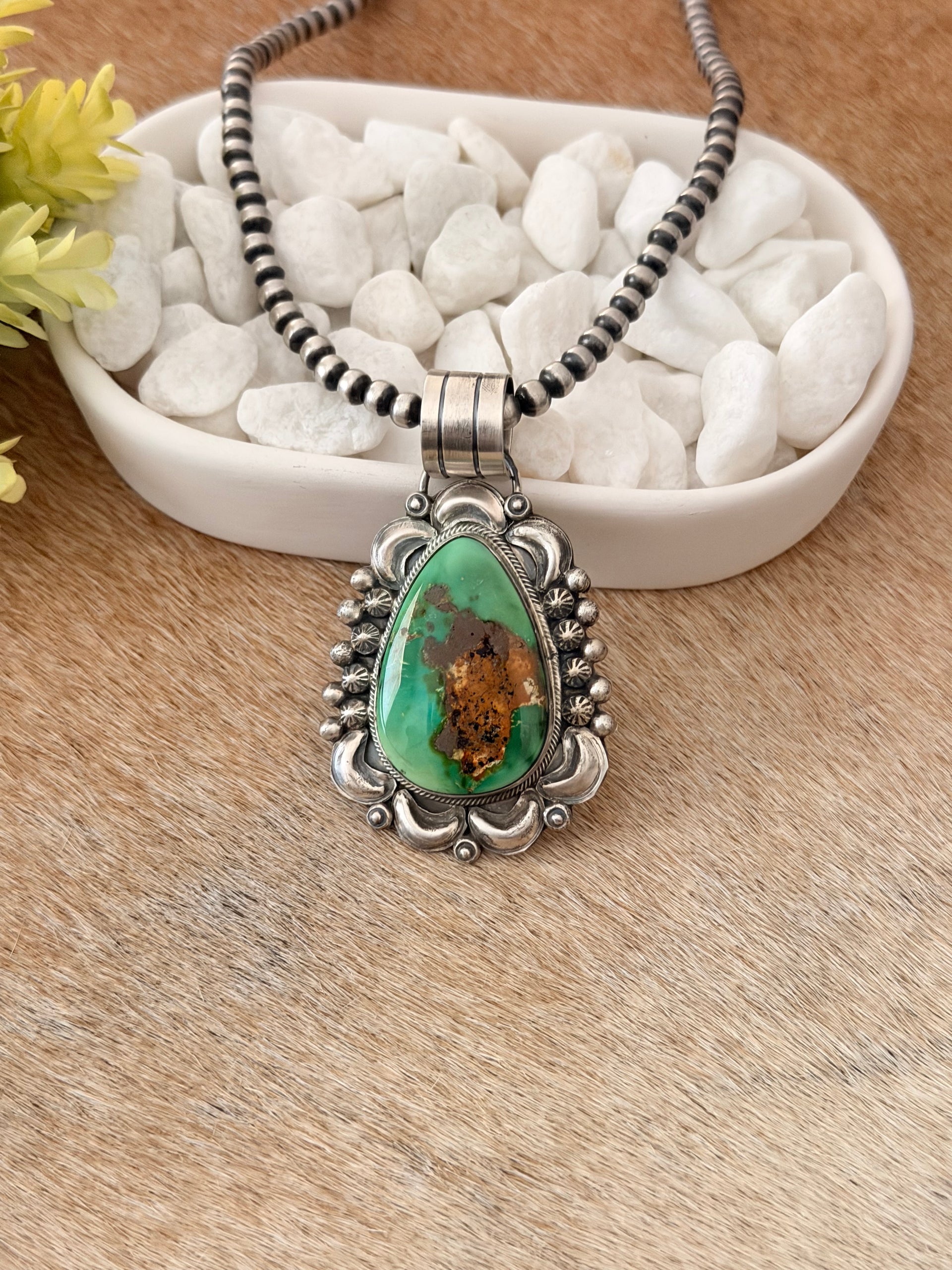Tillie Jon Green Royston Turquoise & Sterling Silver Pendant