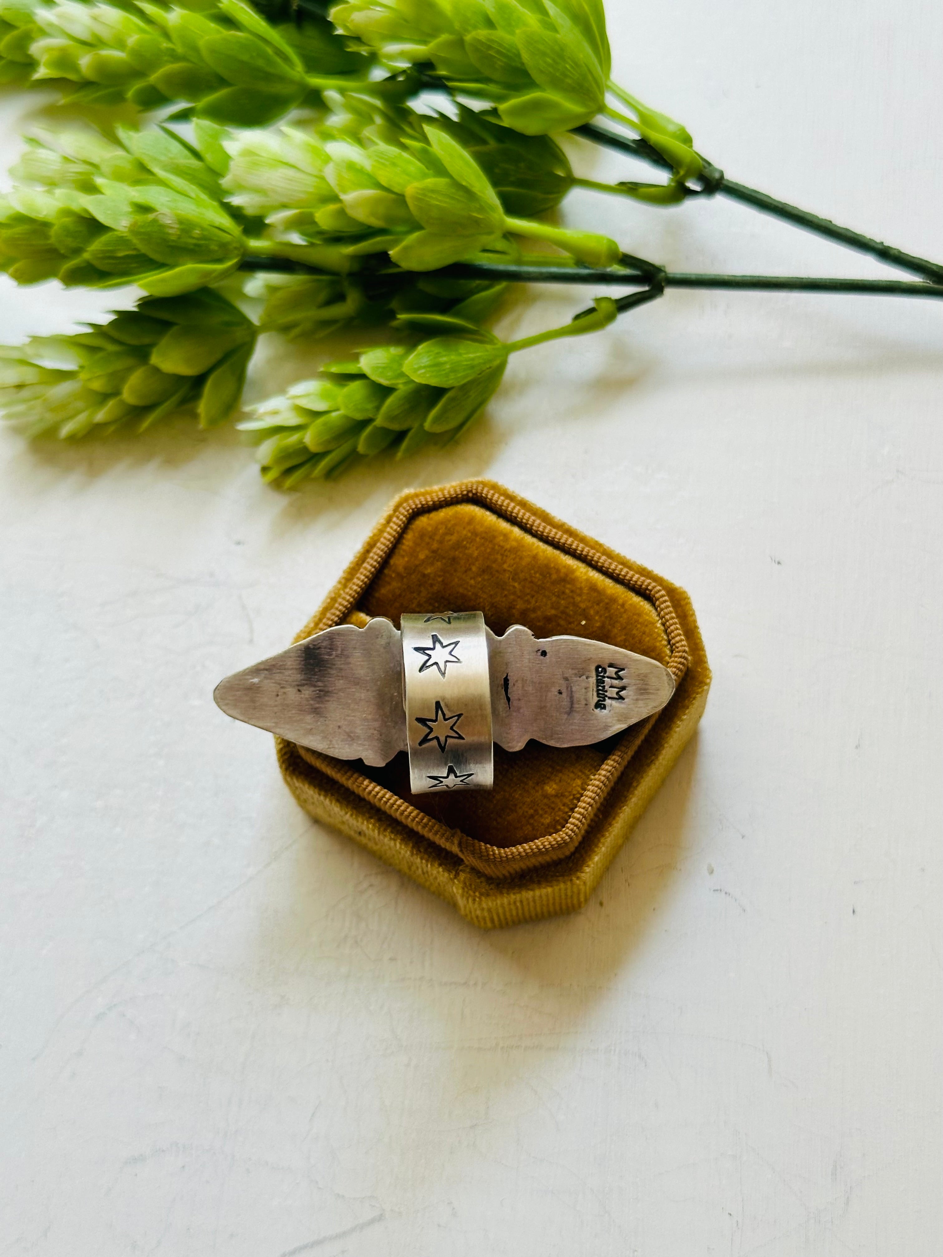 Navajo Made Multi Stone & Sterling Silver Adjustable Ring