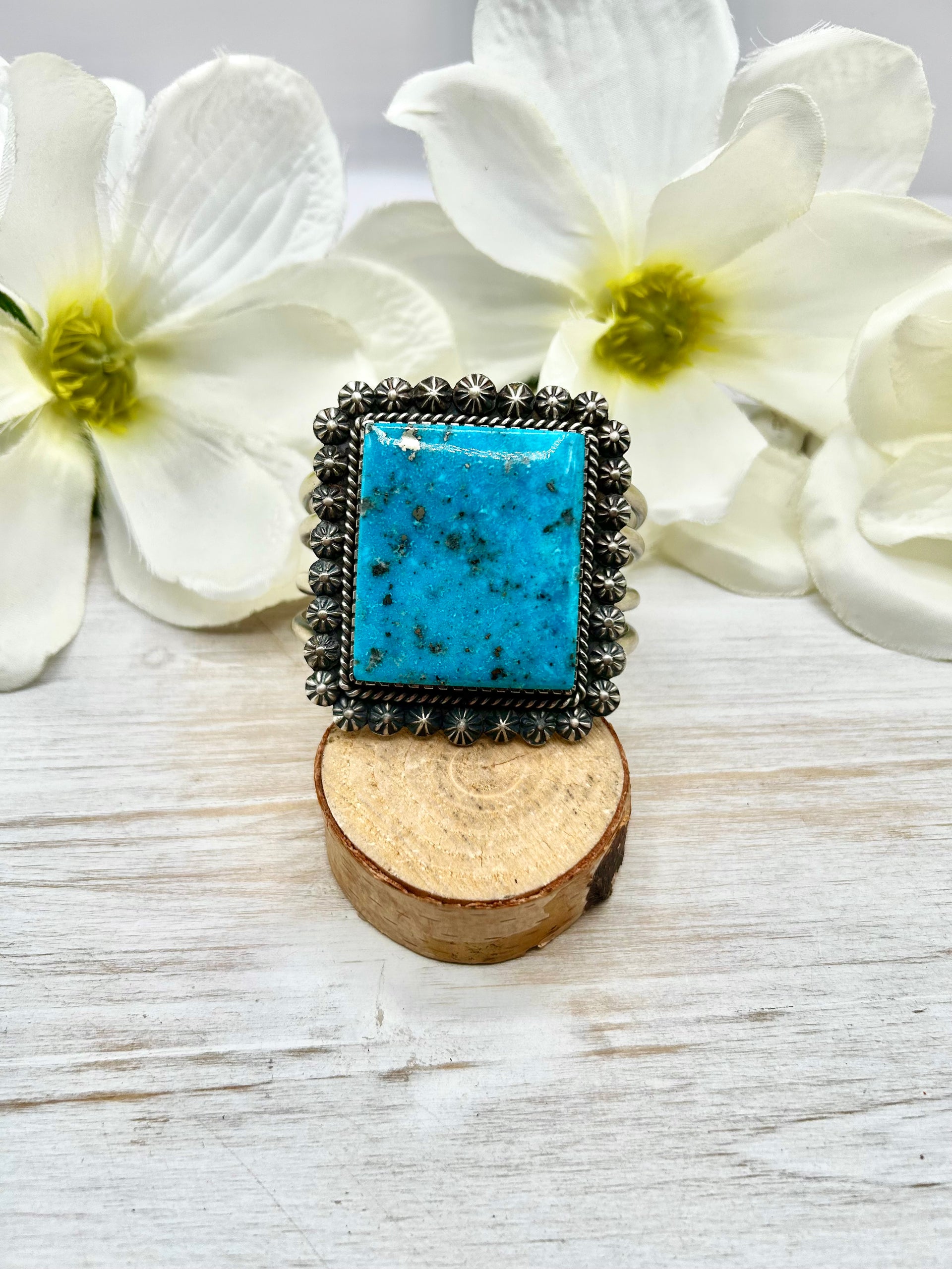 Navajo Made Kingman Turquoise & Sterling Silver Cuff Bracelet