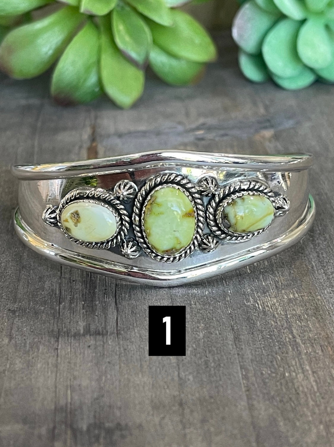 Southwest Handmade Palomino Variscite & Sterling Silver Cuff Bracelet