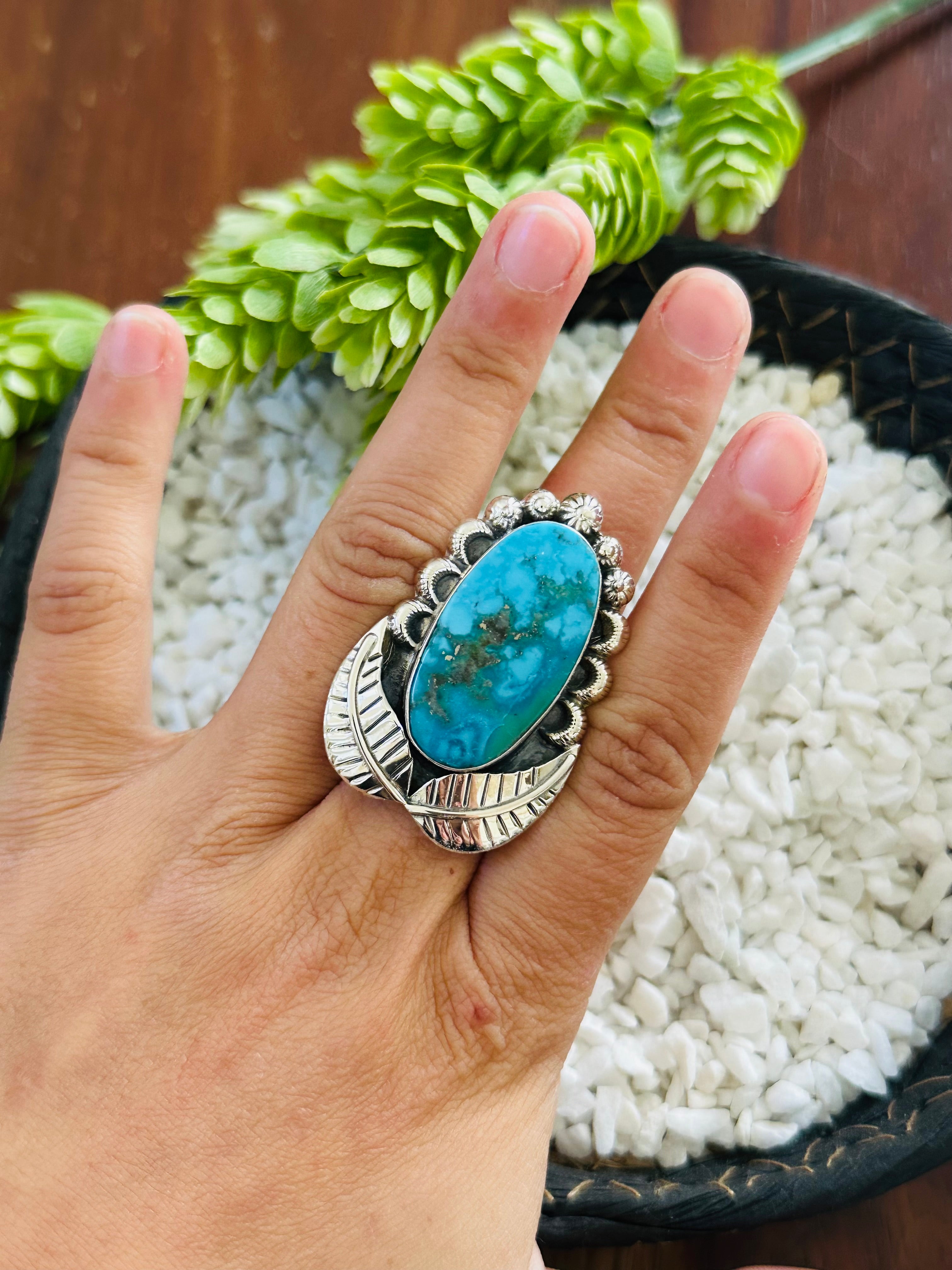 TTD “Retro” Kingman Turquoise & Sterling Silver Adjustable Ring