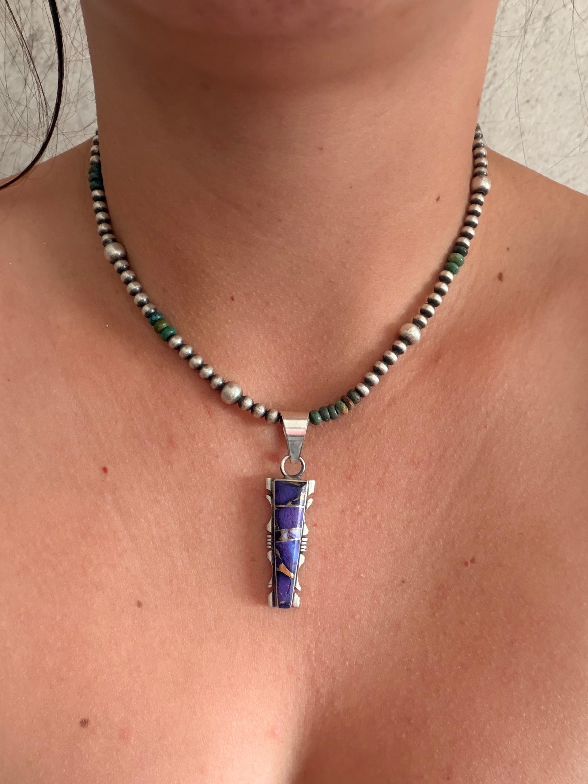Steve Francisco Purple Mohave Turquoise & Sterling Silver Inlay Pendant