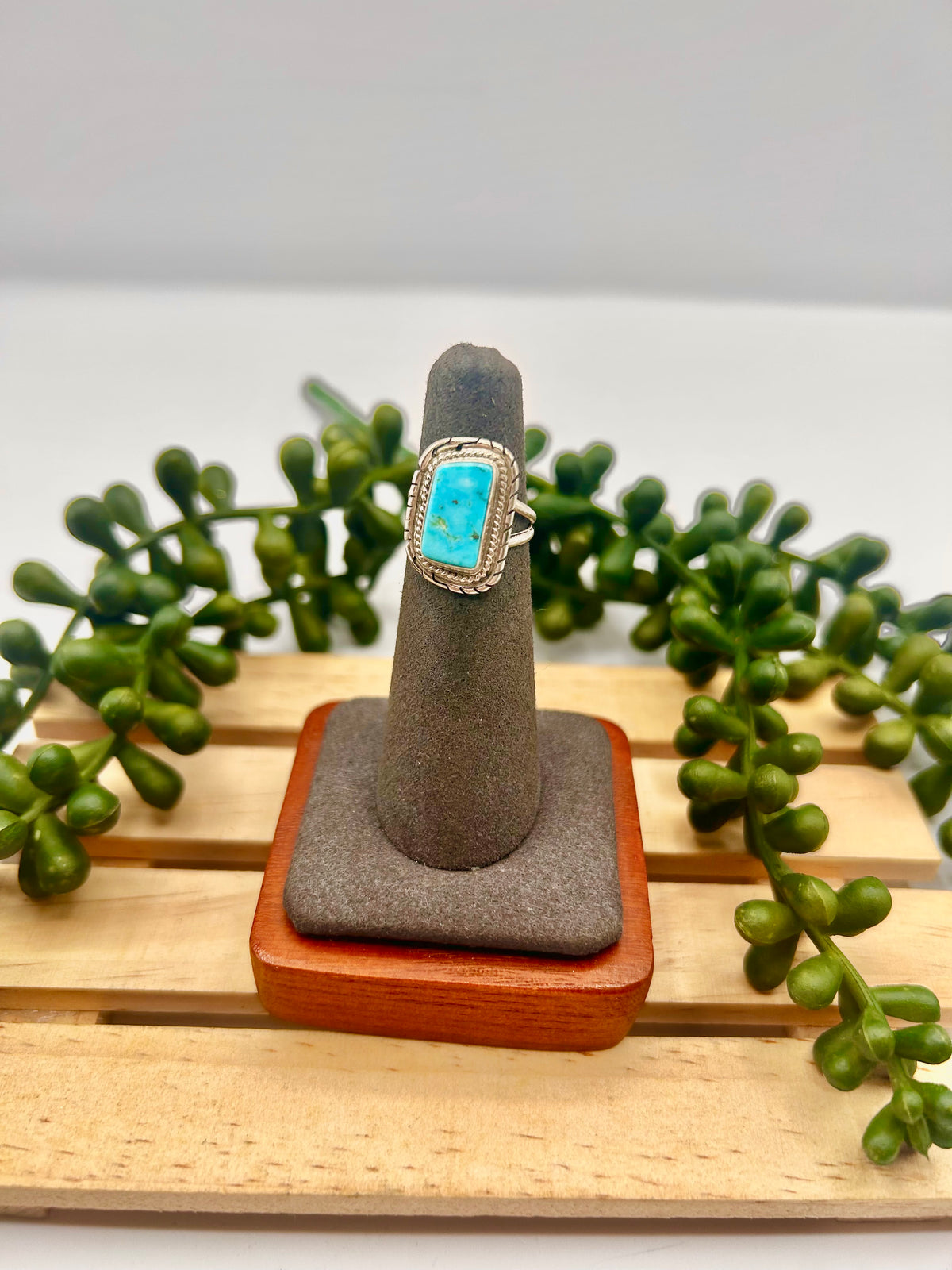 Peggy Skeets Kingman Turquoise & Sterling Silver Ring Size 4.75