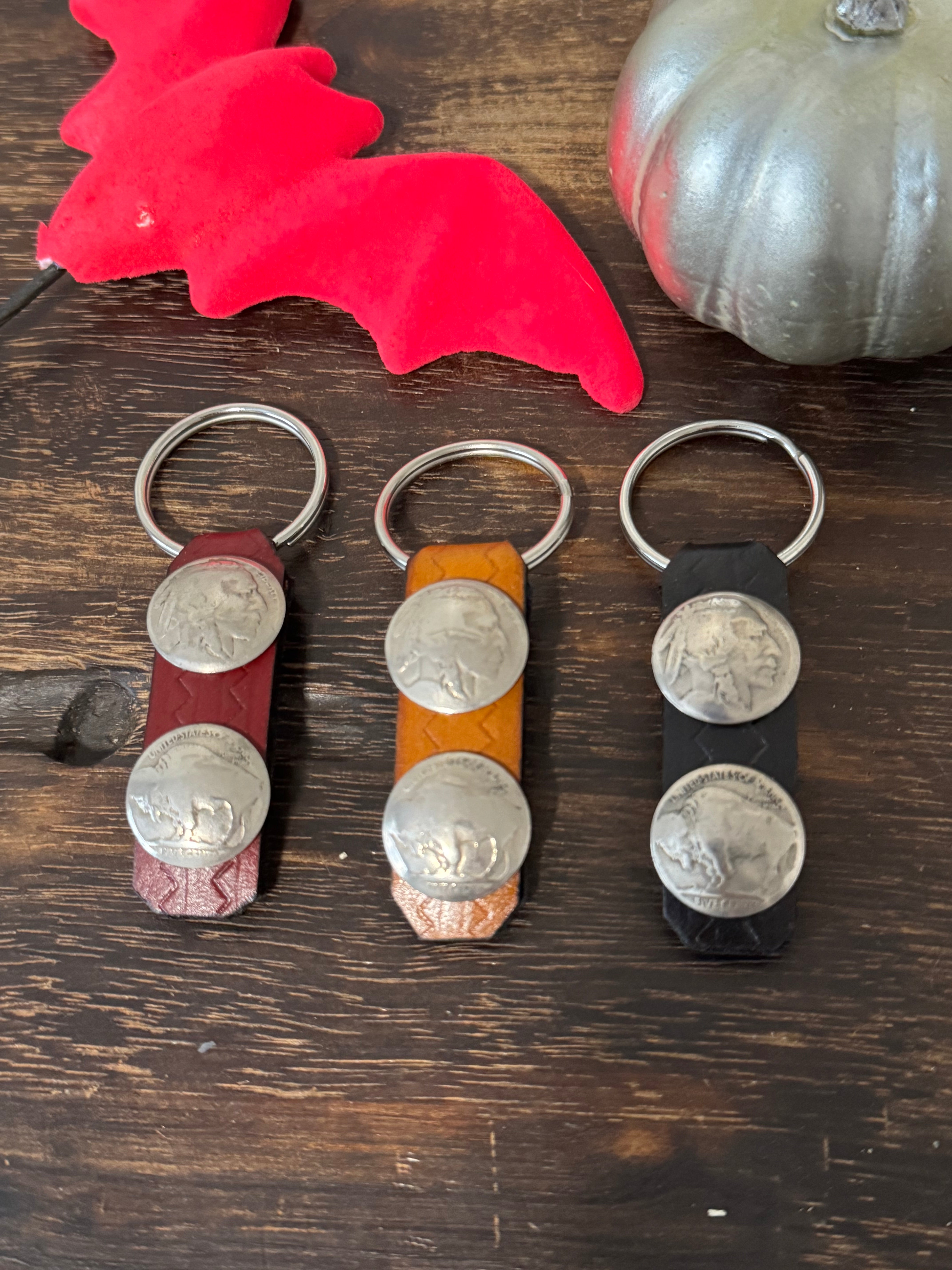 Genuine Leather & Buffalo Nickel Key Chain