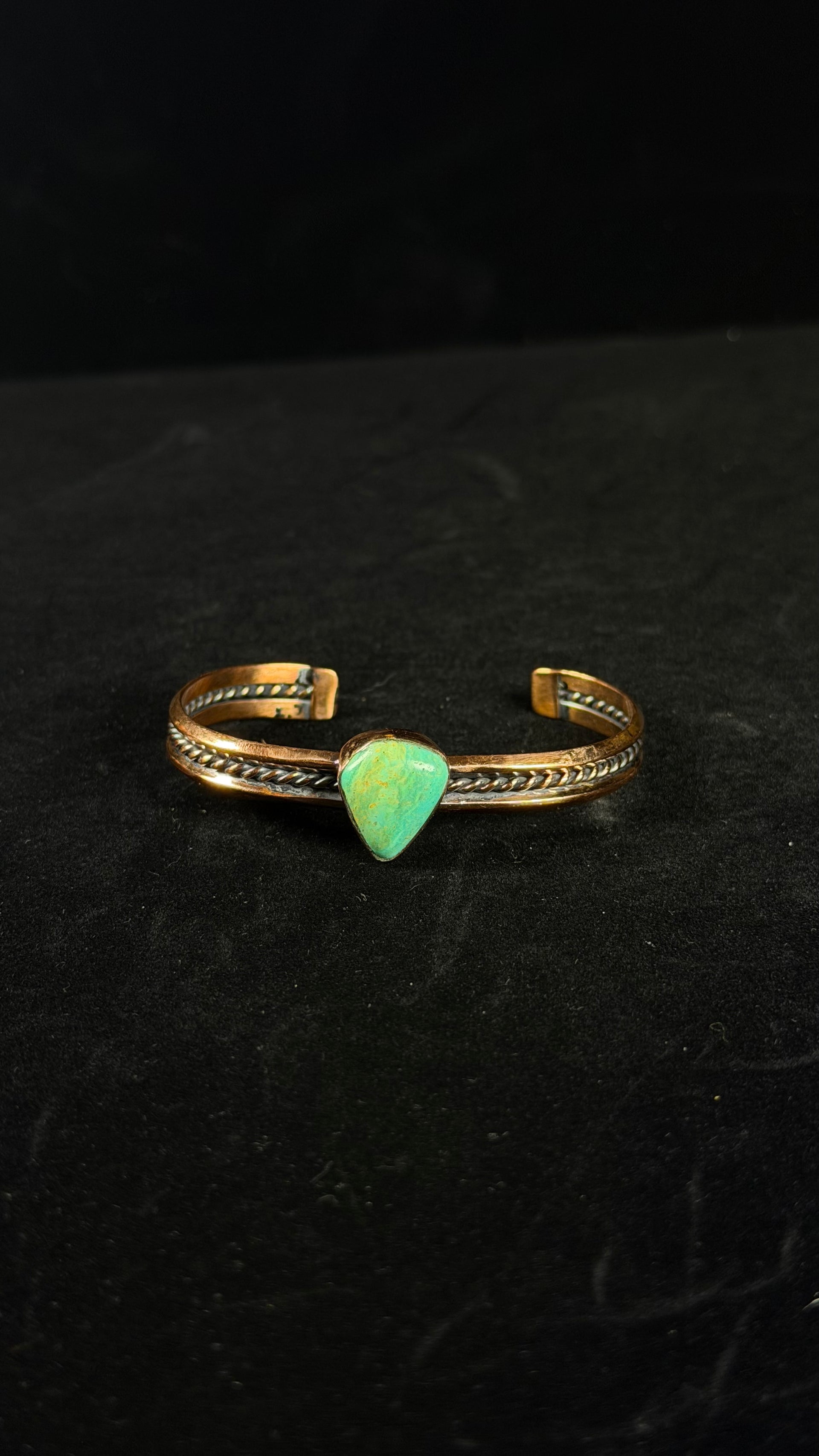 Navajo Made Kingman Turquoise & Copper Cuff Bracelet