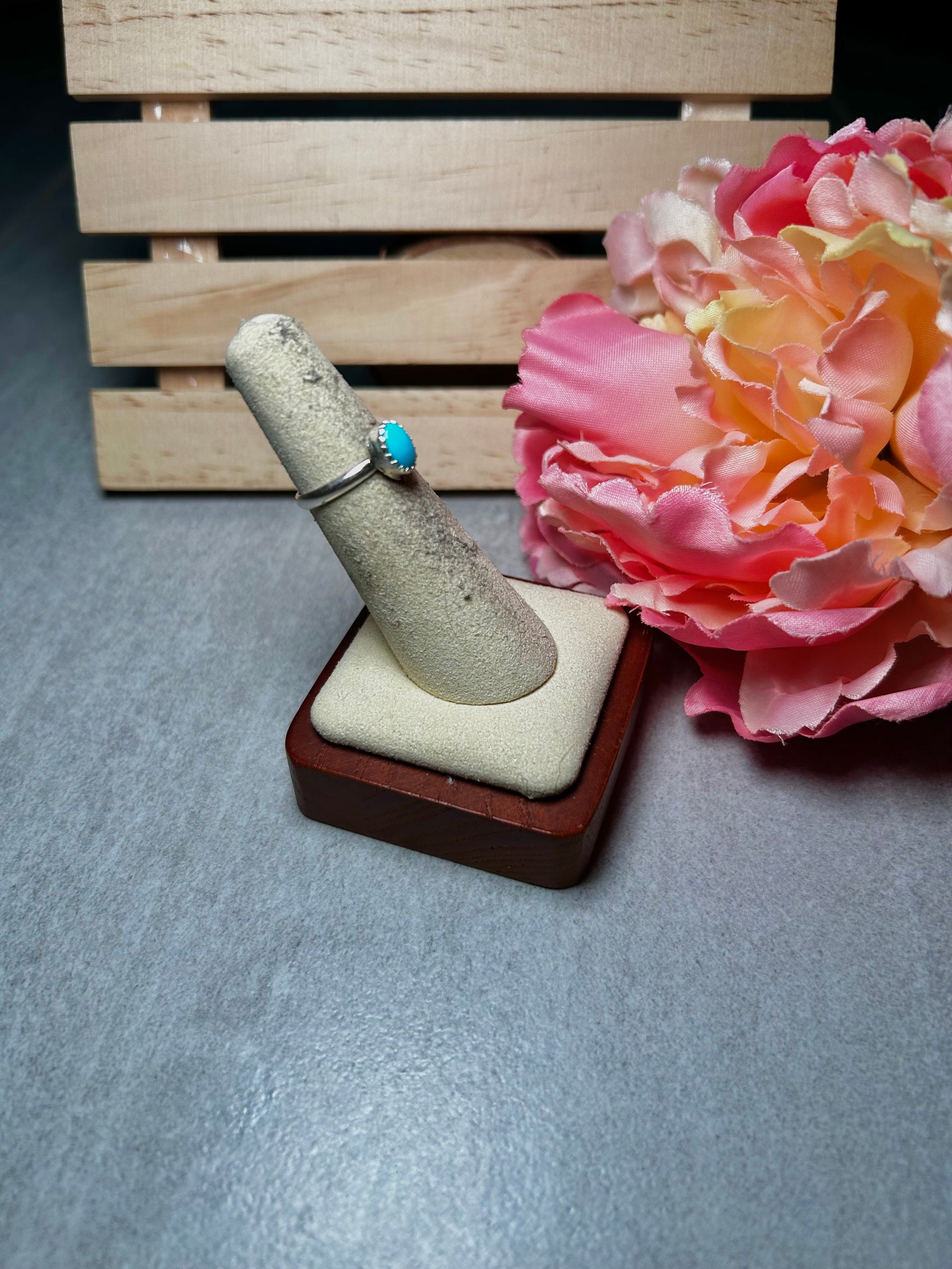 Navajo Made Sleeping Beauty Turquoise & Sterling Silver Ring