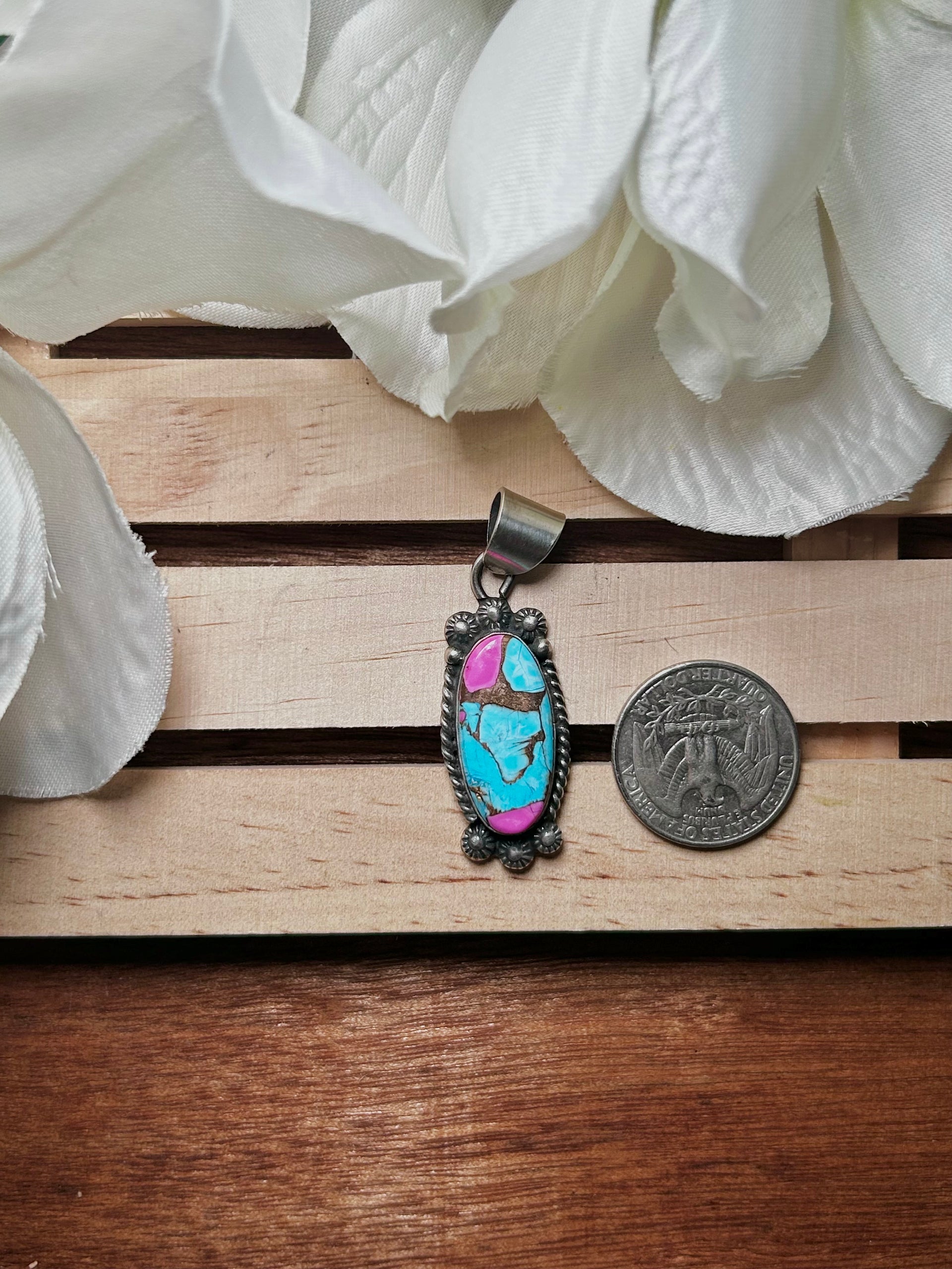 Zachariah David Cotton Candy Dahlia & Sterling Silver Pendant