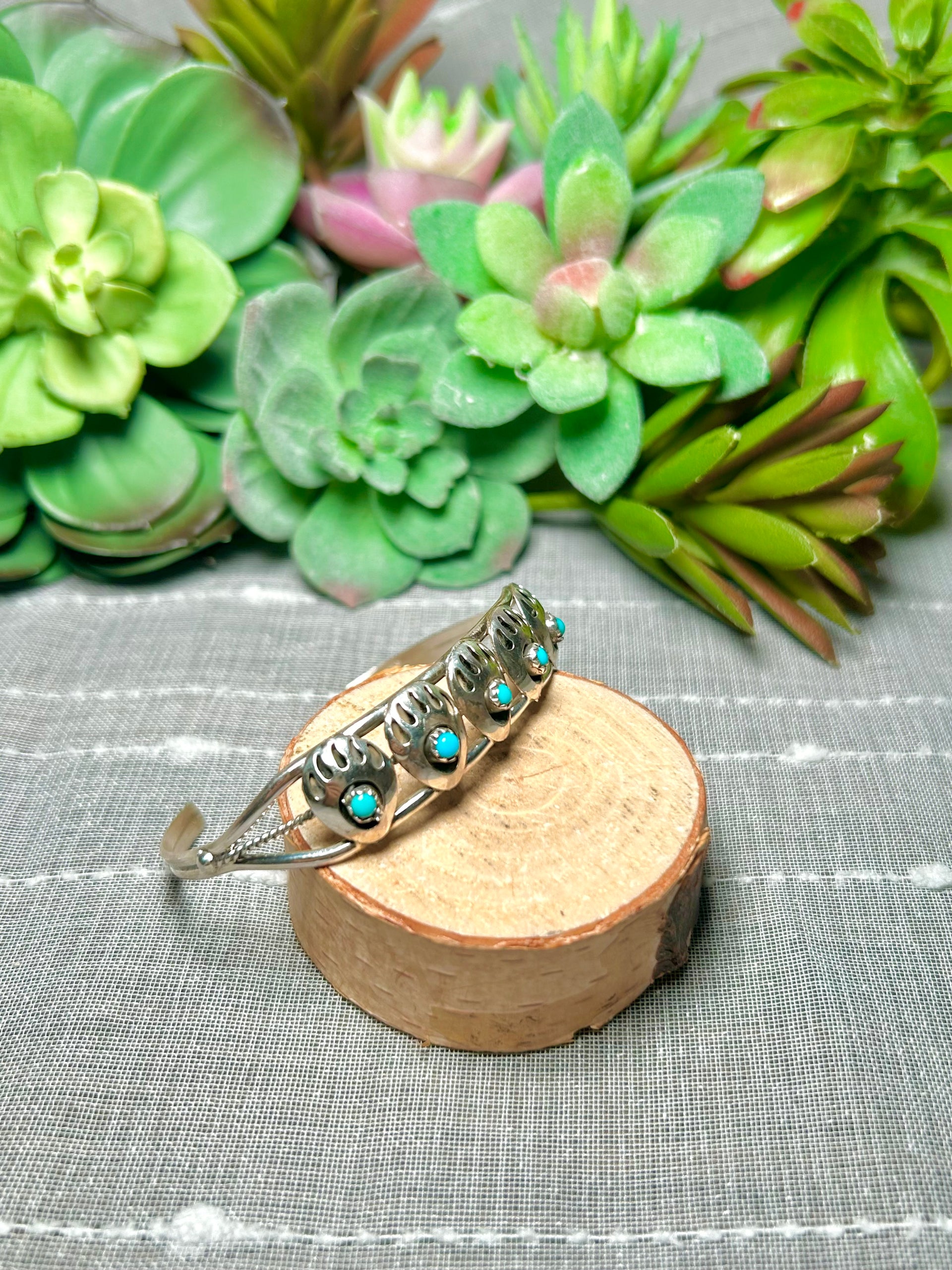 Navajo Made Kingman Turquoise & Sterling Silver Cuff Bracelet