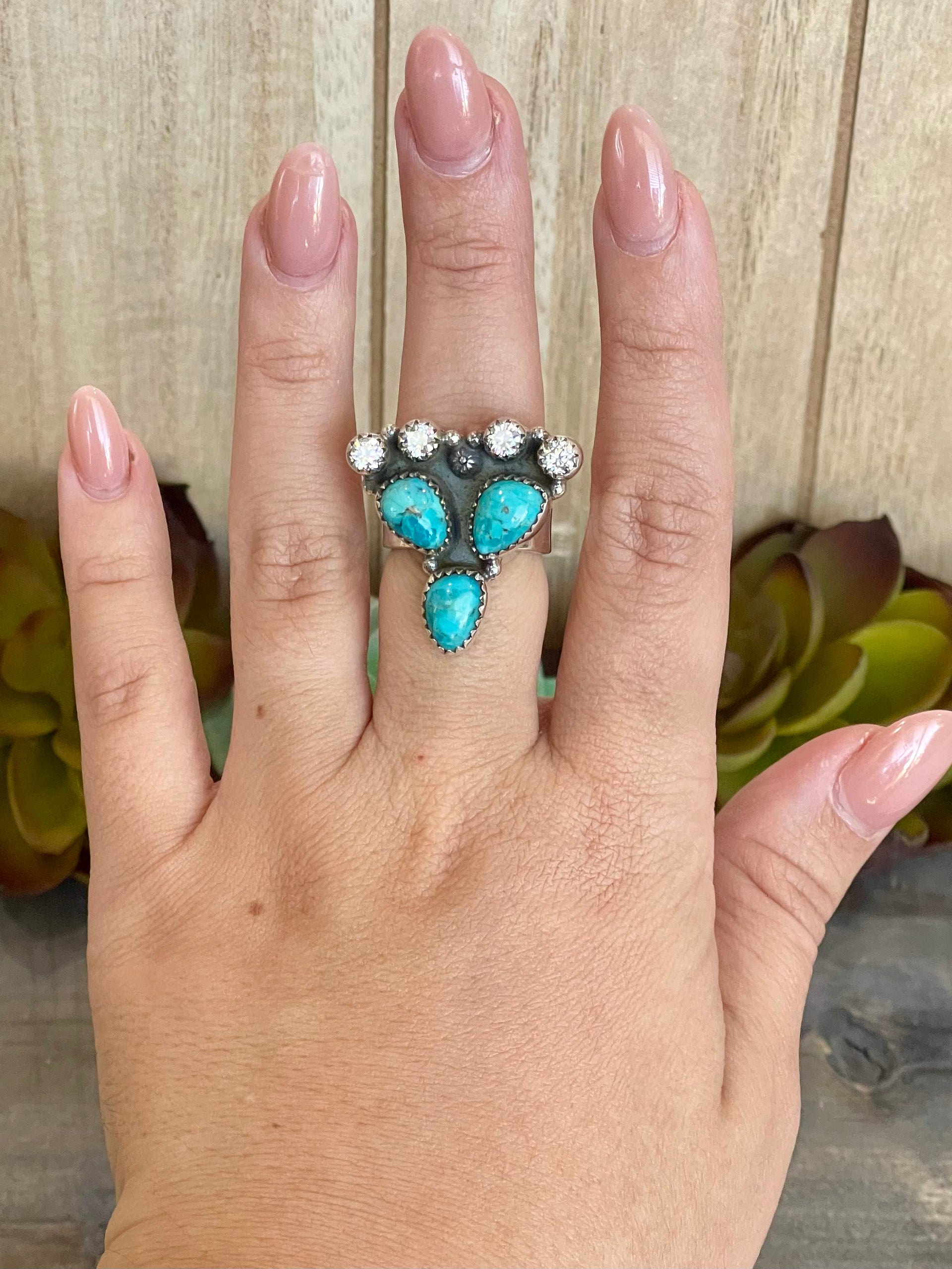 Southwest Handmade Multi Stone & Sterling Silver Adjustable Ring