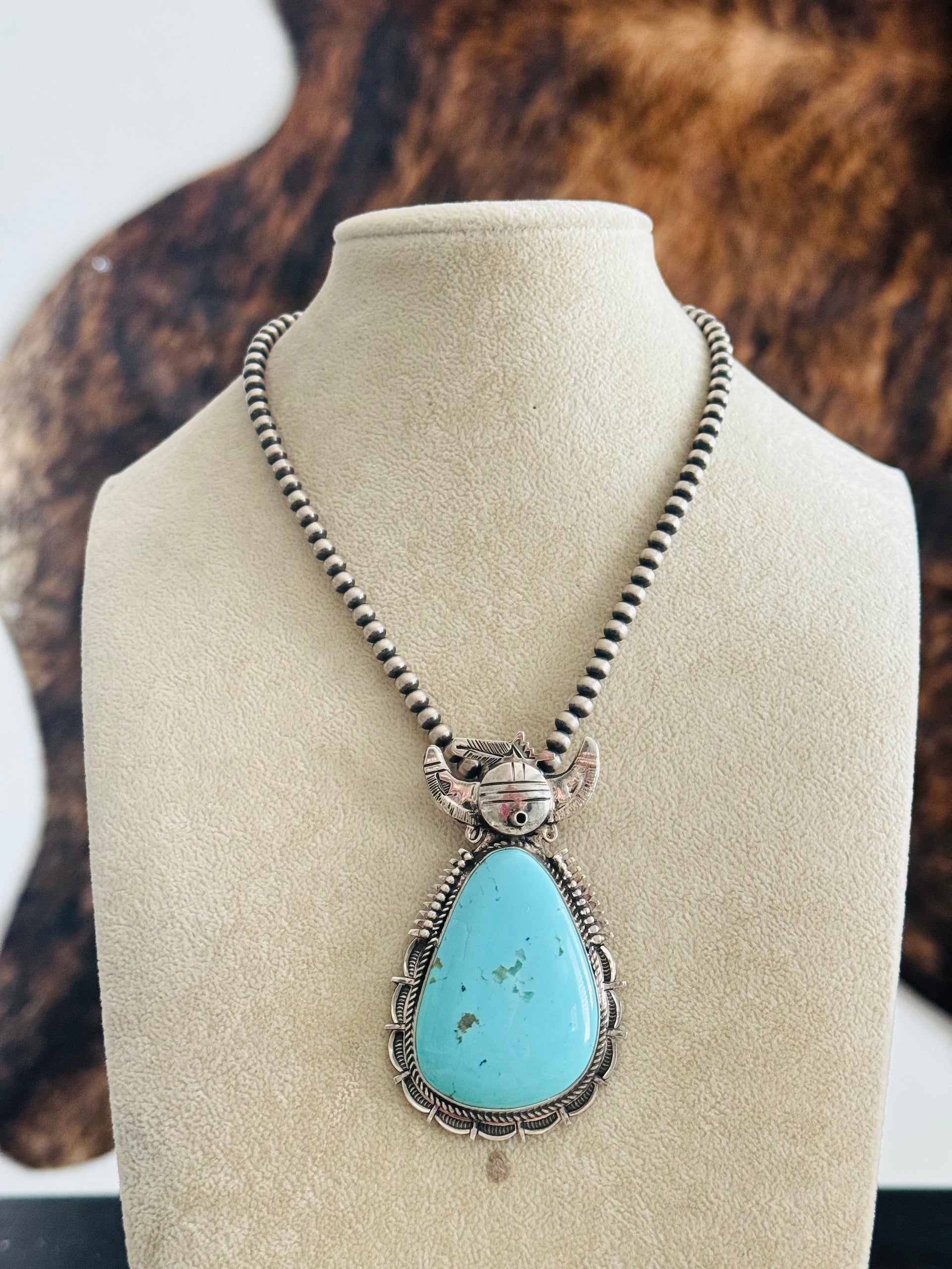 Bennie Ration Kingman Turquoise & Sterling Silver Pendant