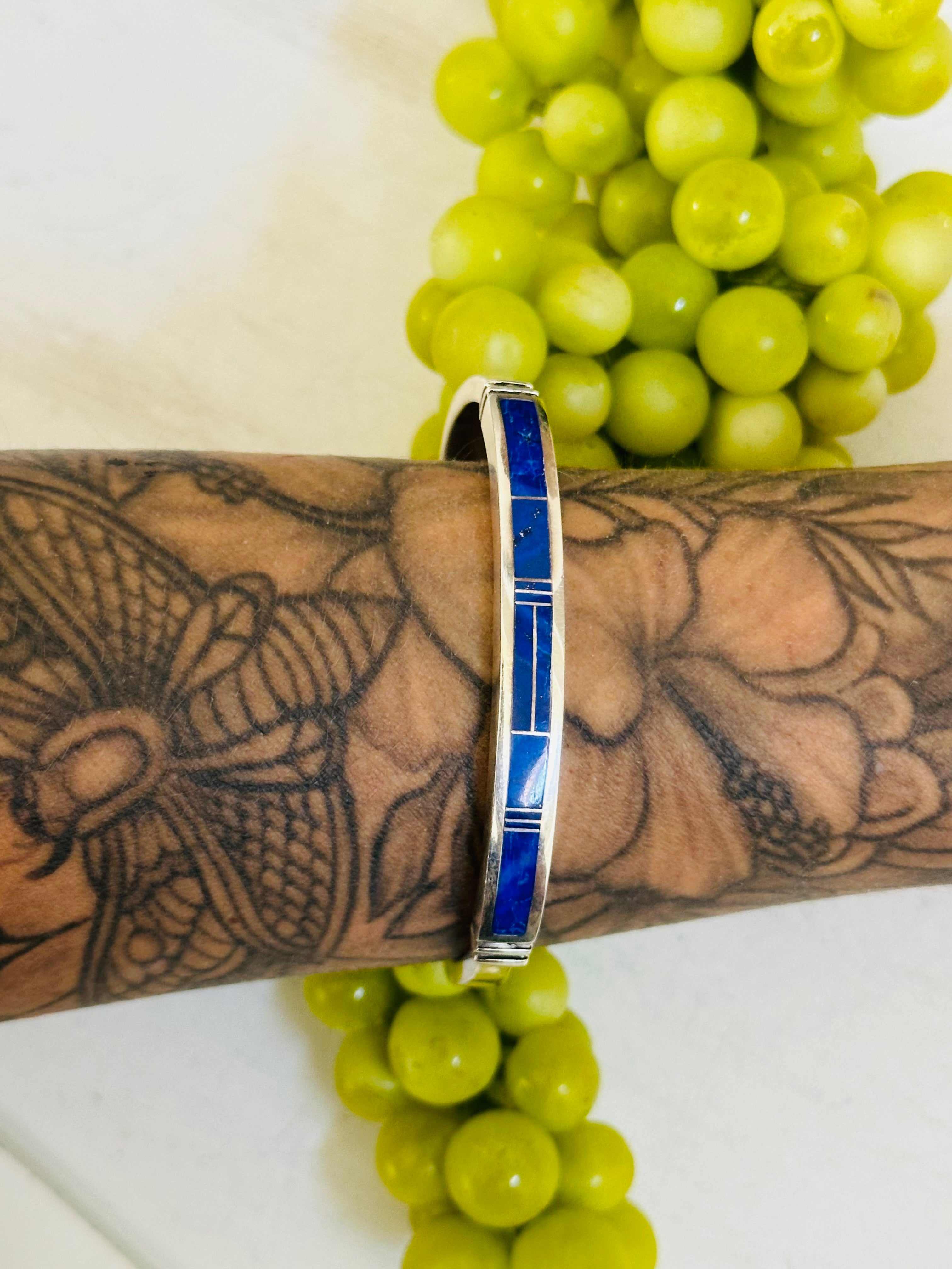 Rick Tolino Lapis & Sterling Silver Inlay Cuff Bracelet