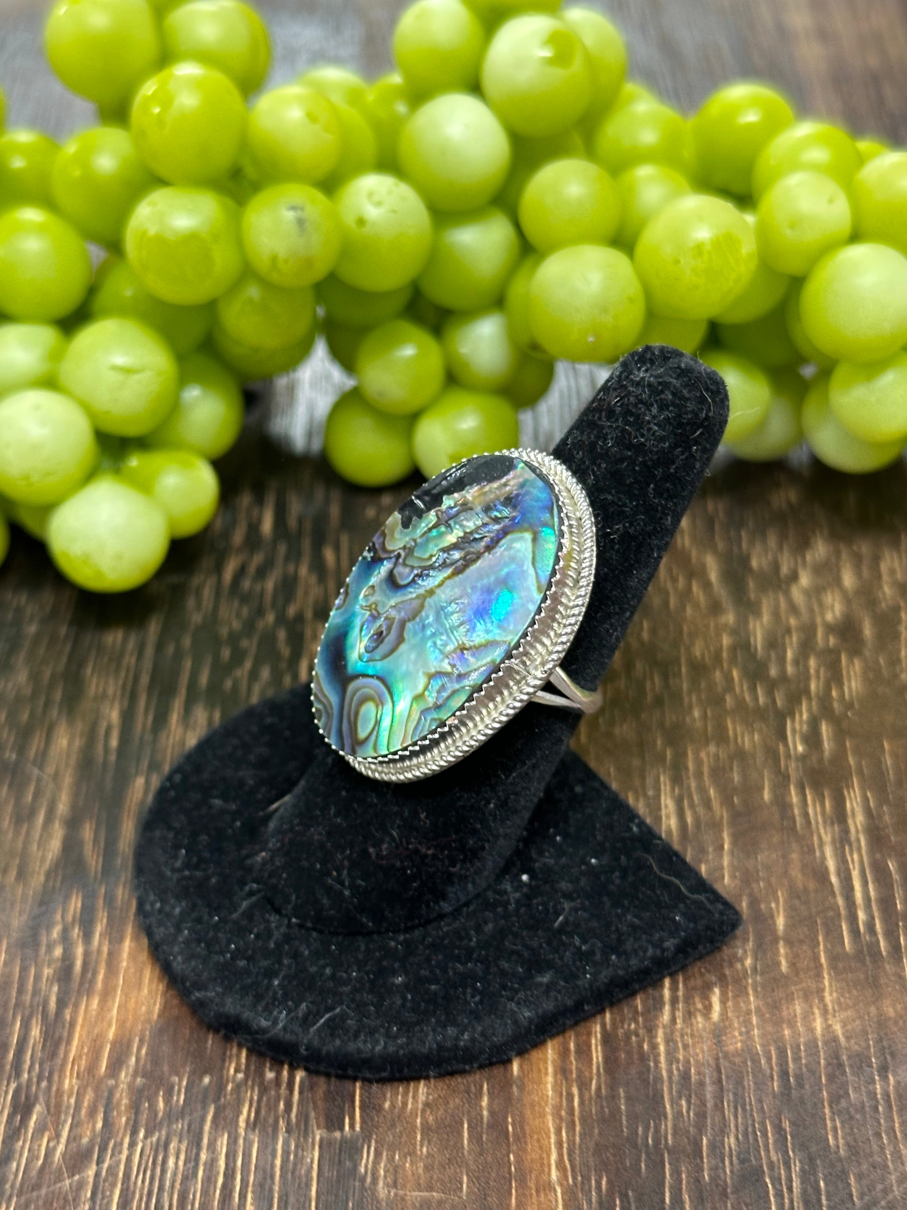 Reda Galvan Abalone & Sterling Silver Ring Size 8.5