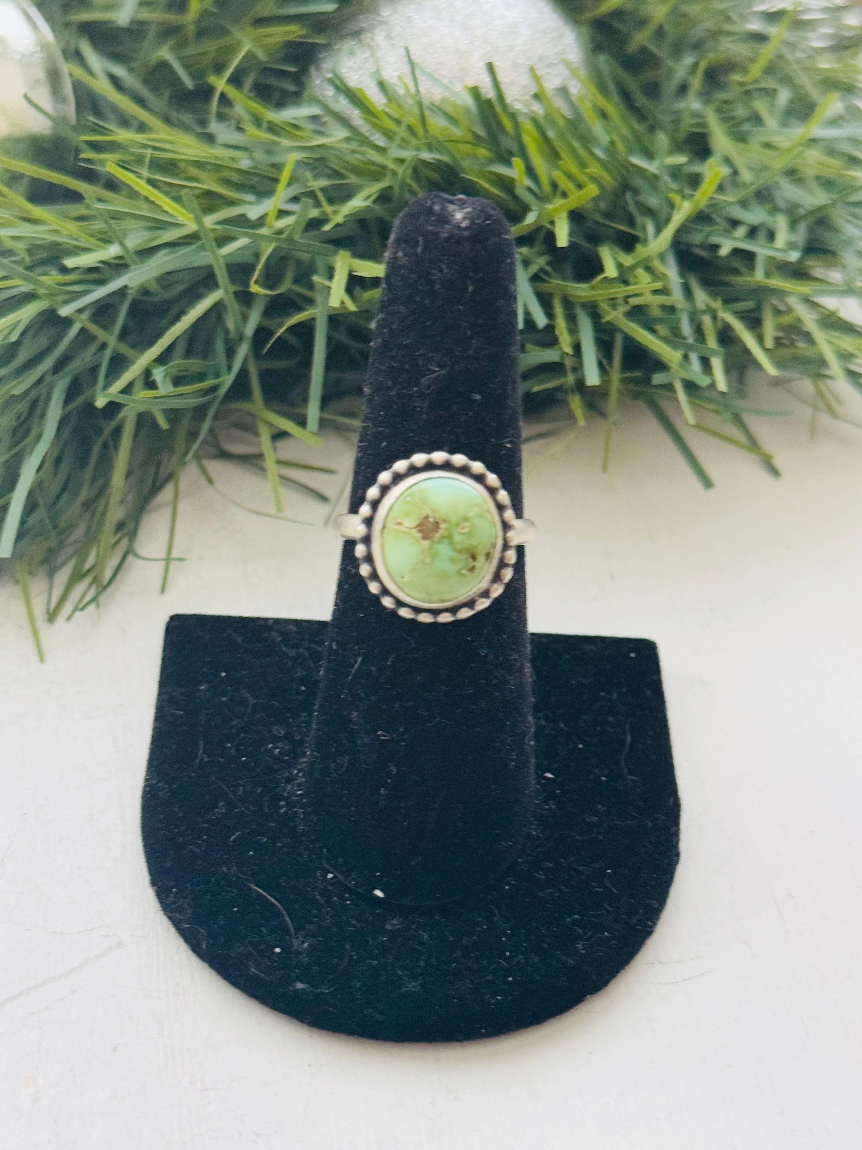 Navajo Made Sonoran Gold Turquoise & Sterling Silver Ring