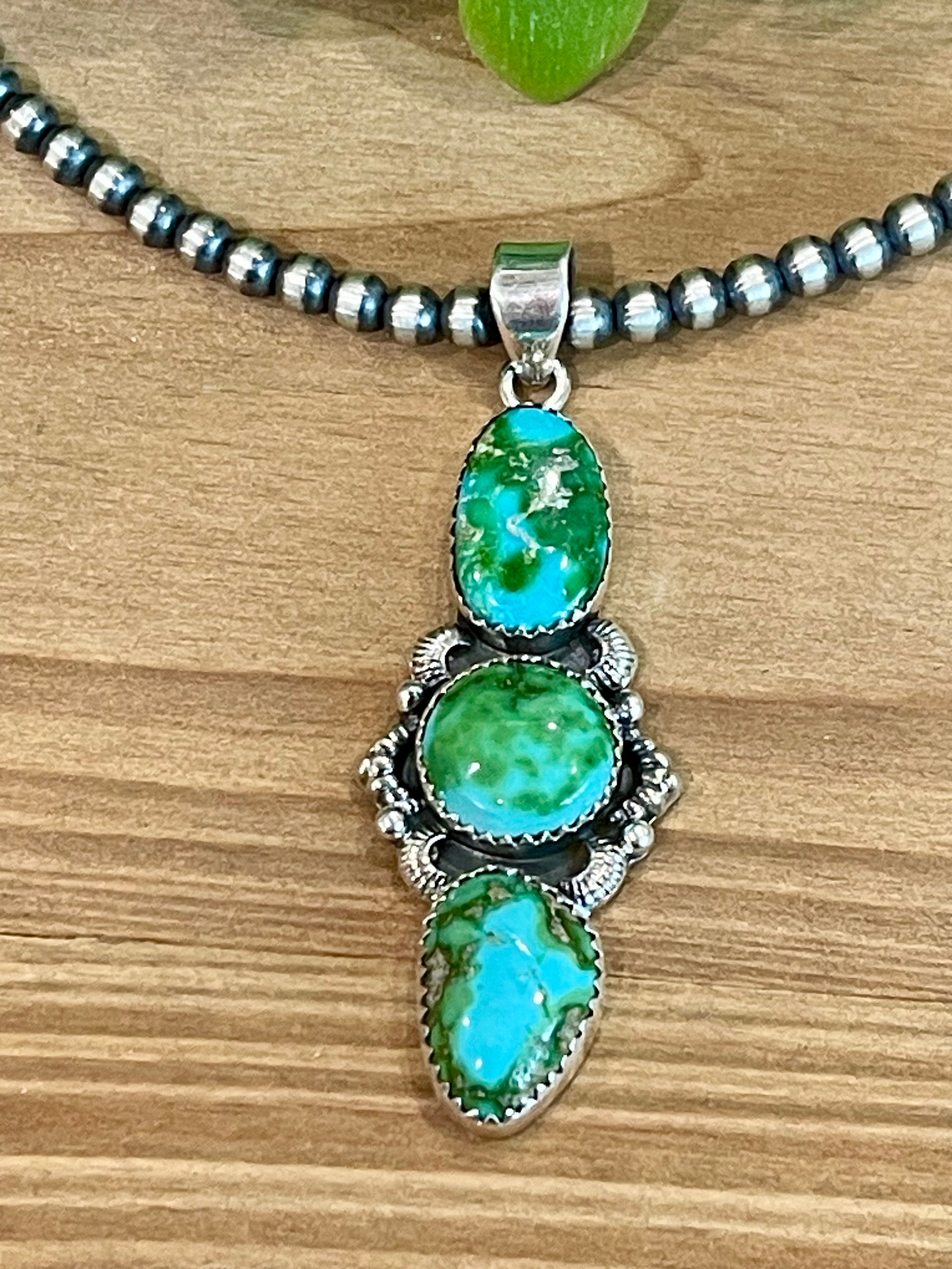 Southwest Handmade Sonoran Mountain Turquoise & Sterling Silver Pendant