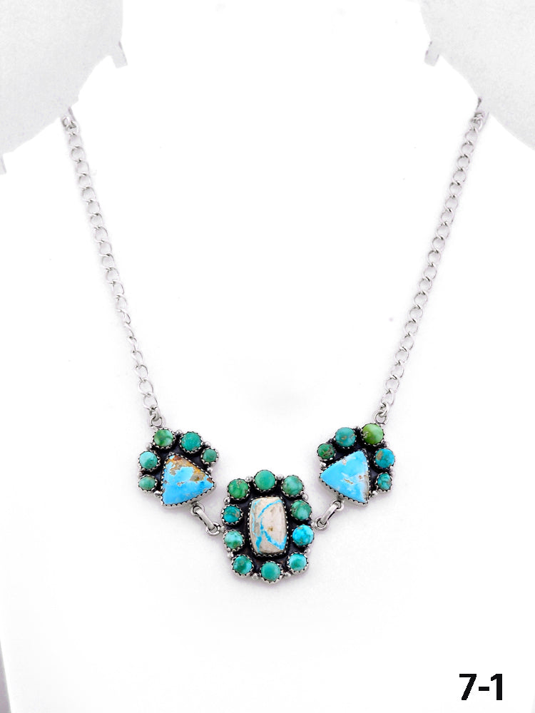 Southwest Handmade Mix Turquoise & Sterling Silver Necklace