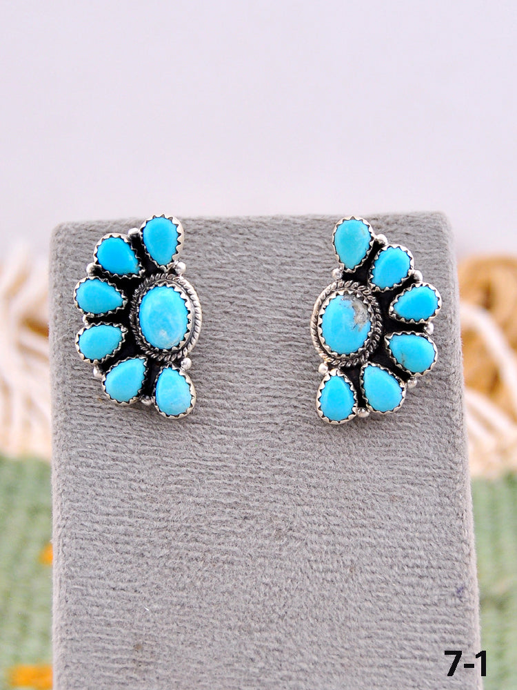 Southwest Made Kingman Turquoise & Sterling Silver Post Earrings