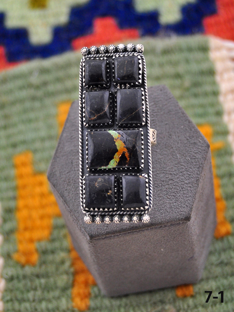 Southwest Handmade Black Jack & Sterling Silver Ring