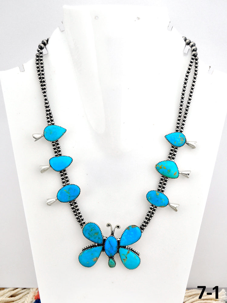 Southwest Made Santa Maria Turquoise & Sterling Silver Beaded Necklace