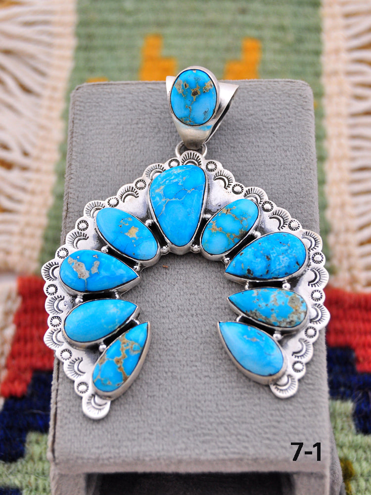 Southwest Made White Water Turquoise & Sterling Silver Pendant
