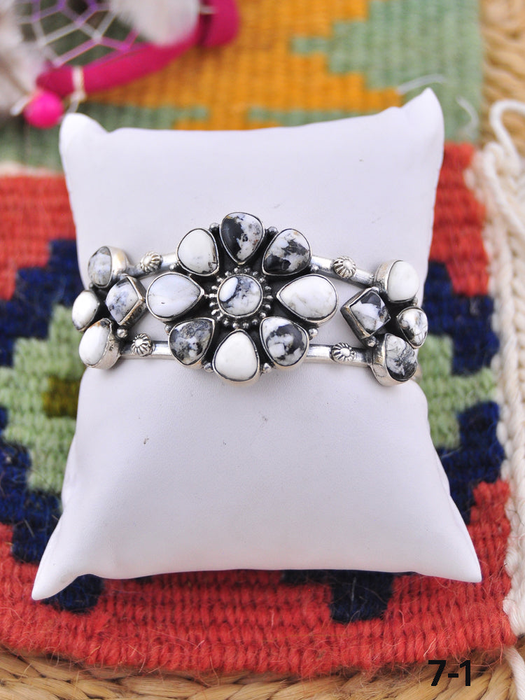 Southwest Made White Buffalo & Sterling Silver Cuff Bracelet