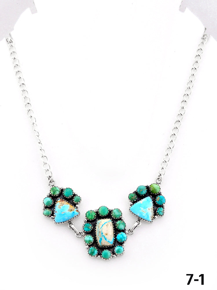 Southwest Handmade Mix Turquoise & Sterling Silver Necklace