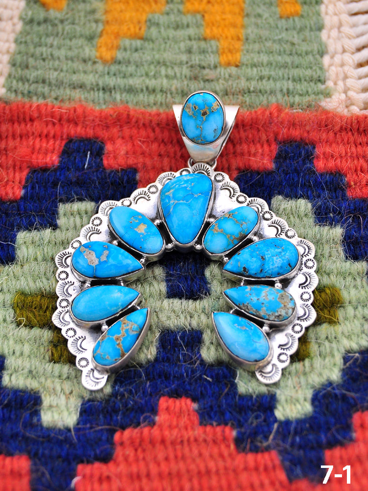 Southwest Made White Water Turquoise & Sterling Silver Pendant